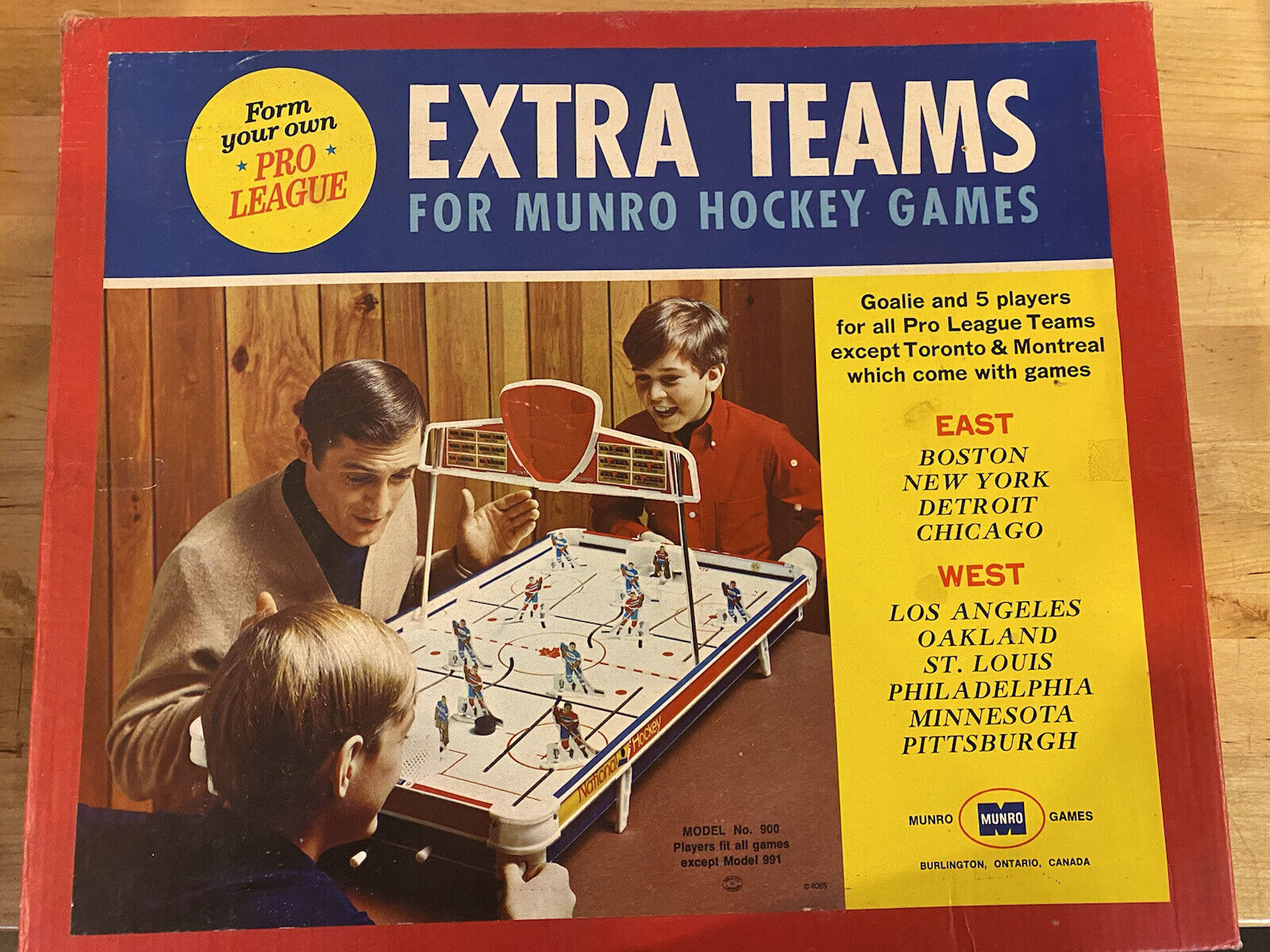 1968-1969 Munro Hockey Game EXTRA TEAMS (10 Teams) *Nice In Box