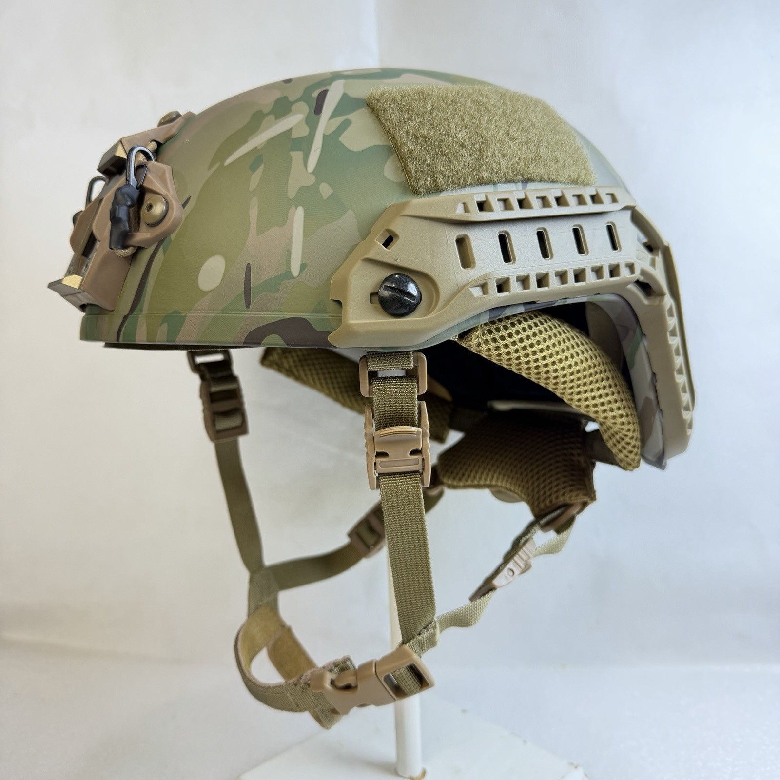 Large Multicam Super High Cut Maritime Ops Ballistic Helmet w/ Rails & NVG Mount Large Multicam Super High Cut Maritime Ops Ballistic Helmet w/ Rails & NVG Mount