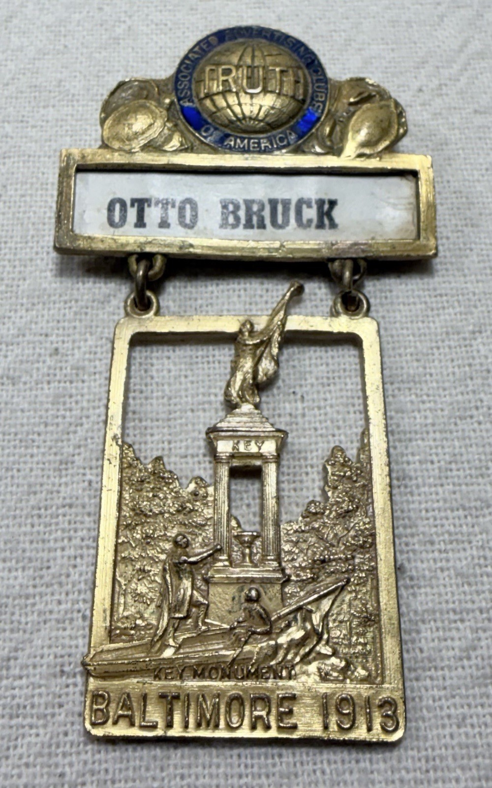 Vintage 1913 Associated Advertising Clubs of America Delegate Badge – Otto Bruck