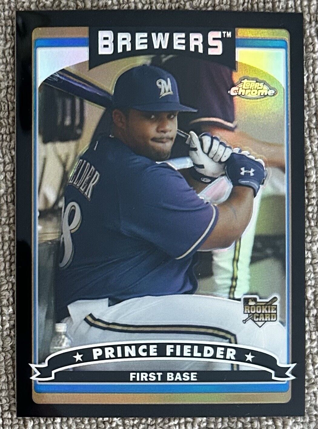 2006 Topps Chrome Black Refractor Prince Fielder Rookie /549 Brewers #307