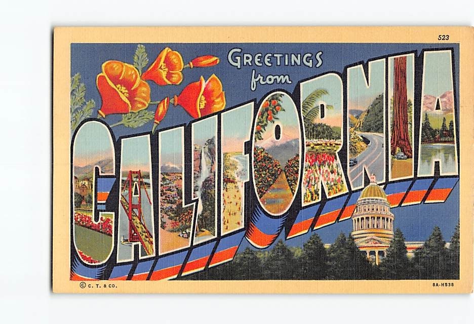 Postcard Scenes & Views Greetings from California USA Postcard Scenes & Views Greetings from California USA