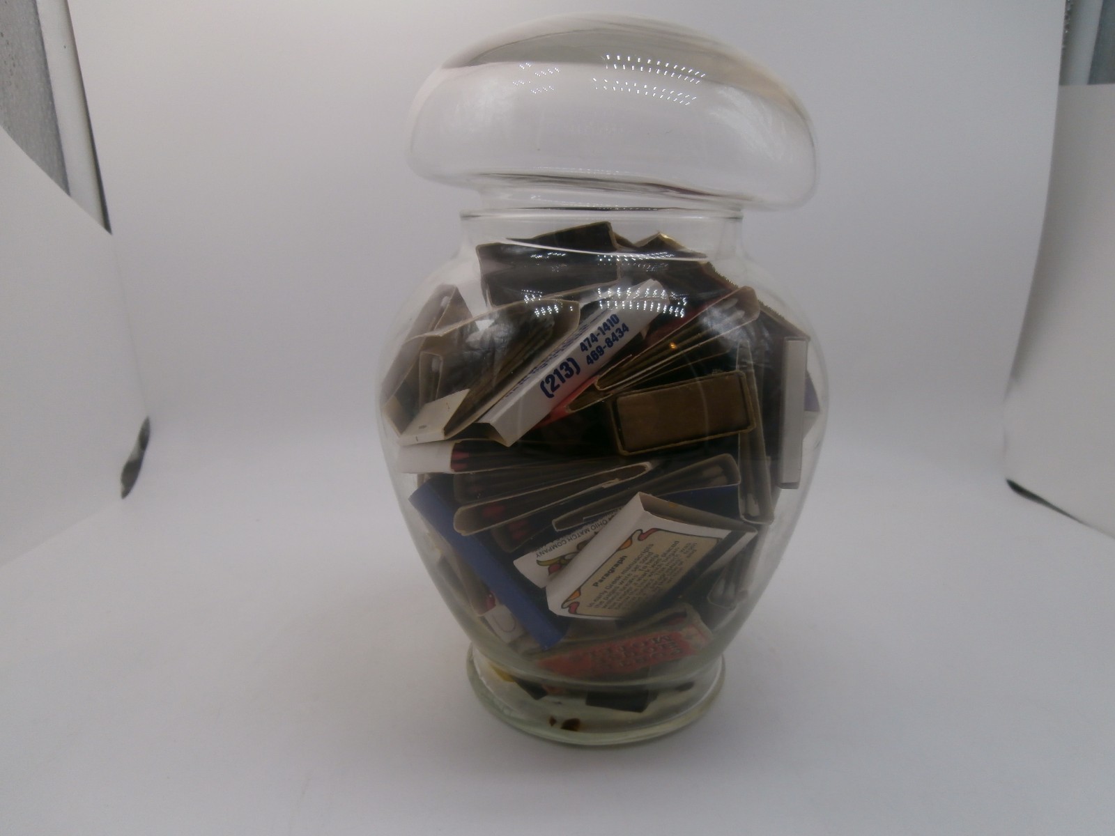 Vintage Glass Jar Full of Vintage Matches Collection (860) Vintage Glass Jar Full of Vintage Matches Collection (860)