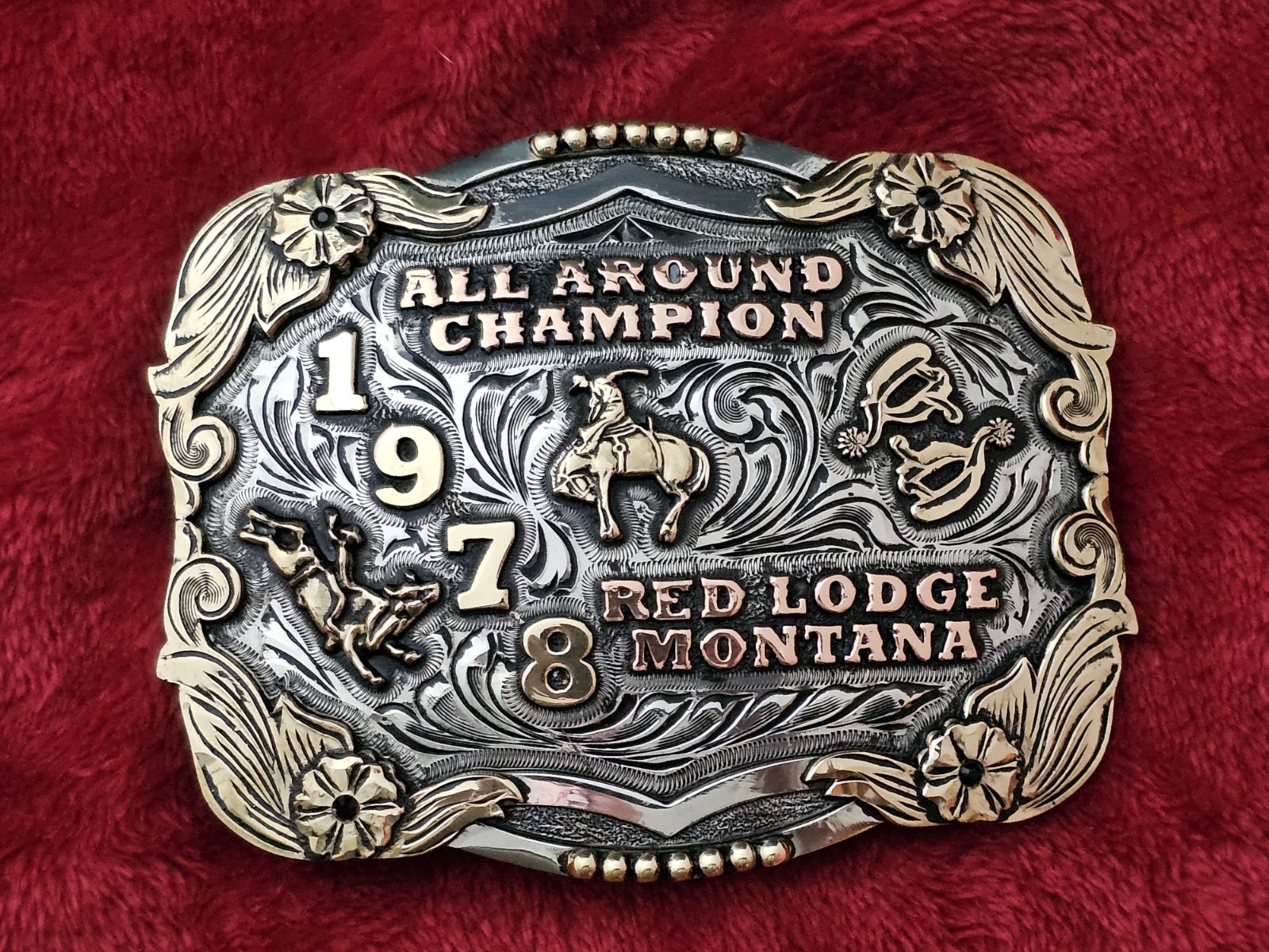 X~Treme☆1978☆RODEO All Around CHAMPION☆TROPHY BUCKLE☆Red Lodge Montana☆Rare☆469