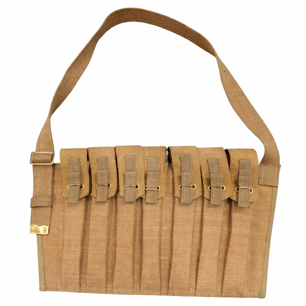 WWII British 7 Pocket 1944 Magazine Pouch Bandolier For Sten Repro-Light KHAKI WWII British 7 Pocket 1944 Magazine Pouch Bandolier For Sten Repro-Light KHAKI
