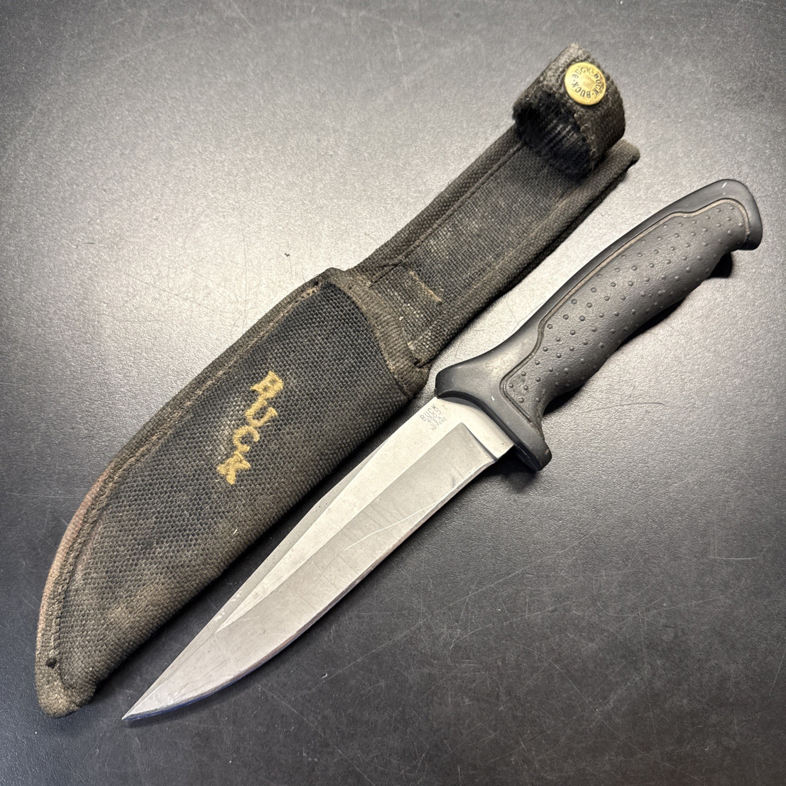 Vintage Buck 650C USA Nighthawk Tactical Knife Fixed Blade Edge Wear Sheath