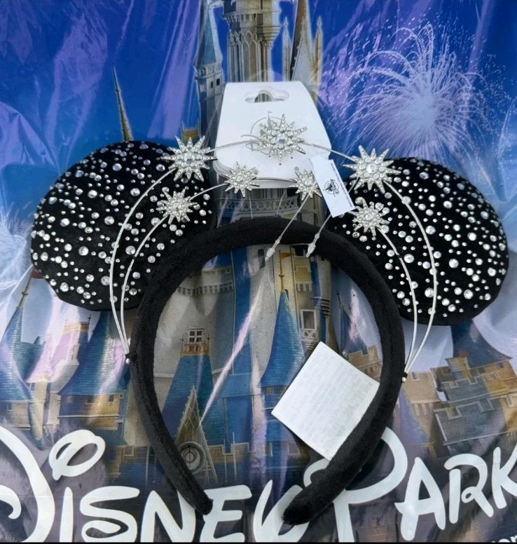 Disney Park 2026 Black Crown Star Rhinestone Celestial Halo Jeweled Minnie Ears Disney Park 2026 Black Crown Star Rhinestone Celestial Halo Jeweled Minnie Ears