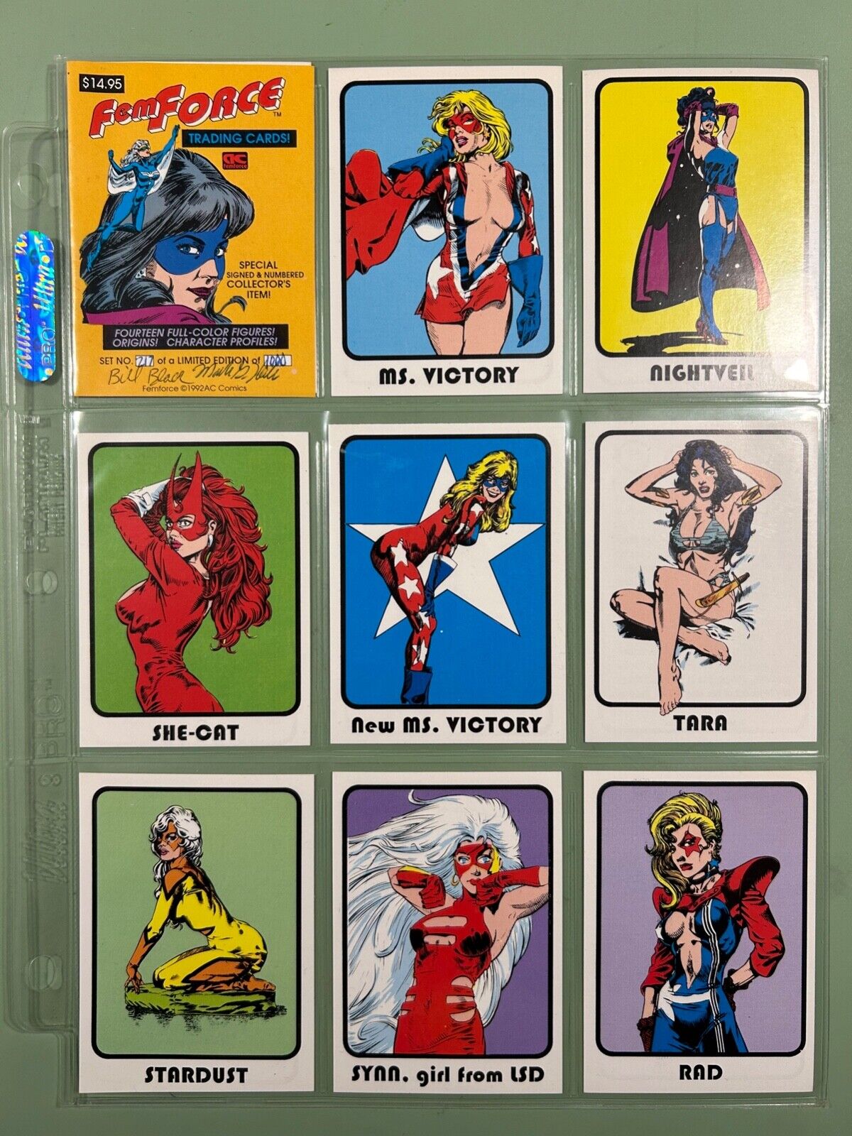 1991 AC Comics Femforce Trading Cards Sets 1,2,3 w/ Token, Sticker, Signed Cover