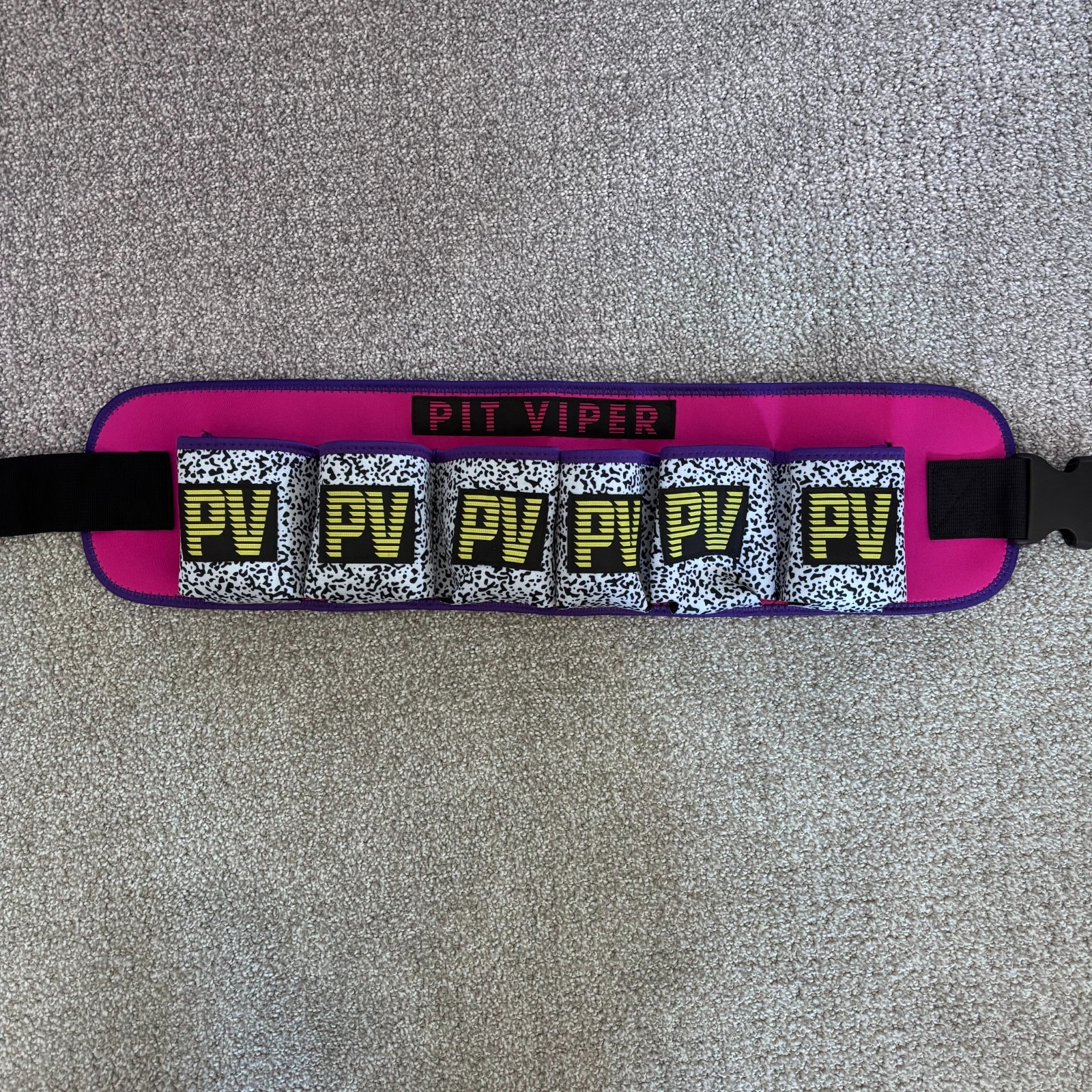 Pit Viper Beer Belt 6 Pack Can Holder Neon Pink Purple Party Retro Pit Viper Beer Belt 6 Pack Can Holder Neon Pink Purple Party Retro