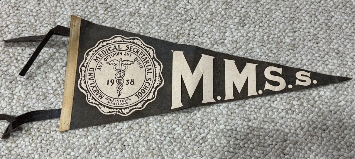 RARE Vintage Maryland Medical Secretarial School Pennant M.M.S.S. RARE Vintage Maryland Medical Secretarial School Pennant M.M.S.S.