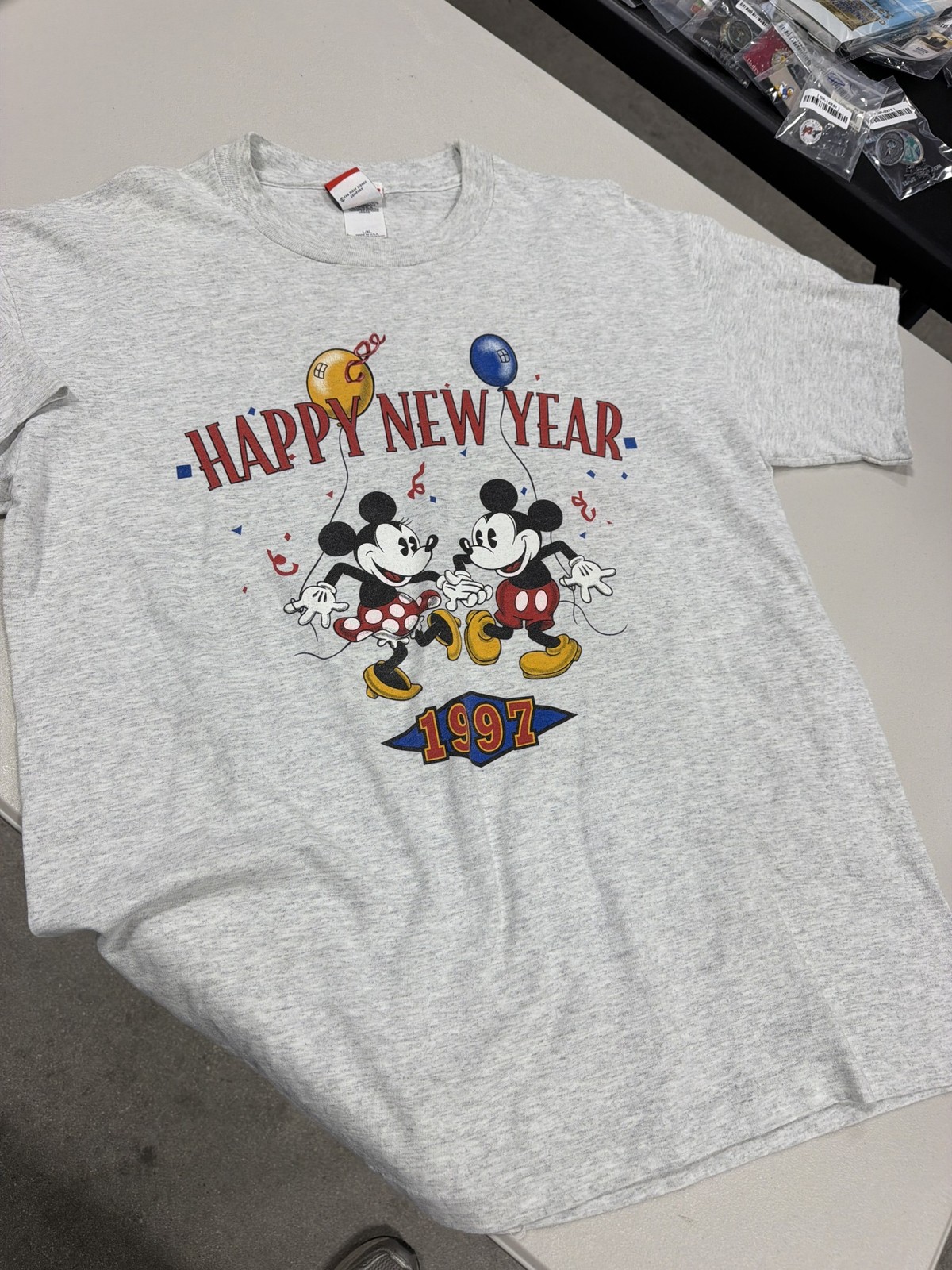 Vintage 1997 Disneyland Happy New Year Mickey Minnie T-Shirt Mickey Inc USA L/XL Vintage 1997 Disneyland Happy New Year Mickey Minnie T-Shirt Mickey Inc USA L/XL