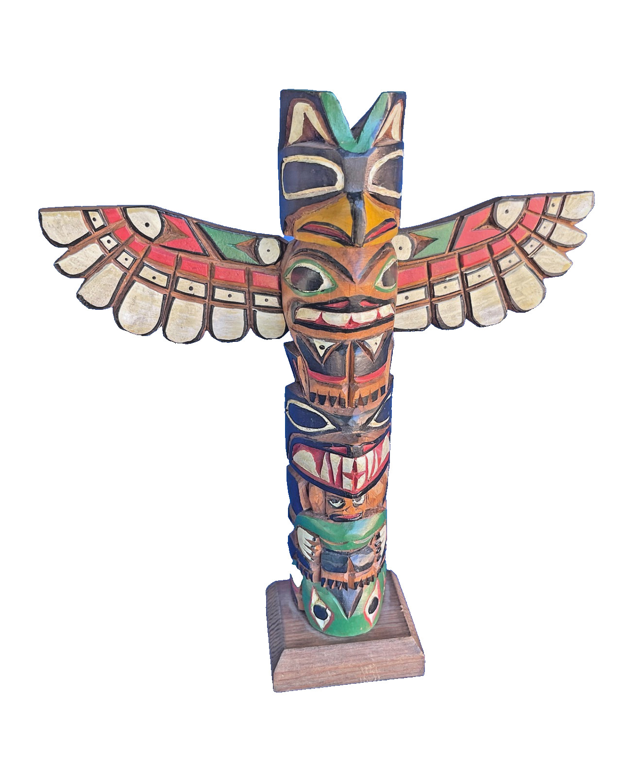 Vintage Northwest Coast Native American Wood Totem Pole - by Ray Williams Nootka