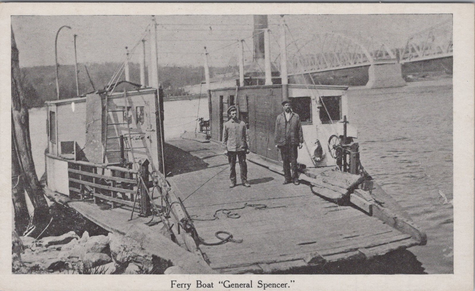 Ferry Boat General Spencer East Haddam CT Bridge Crew Steam 1910s Postcard
