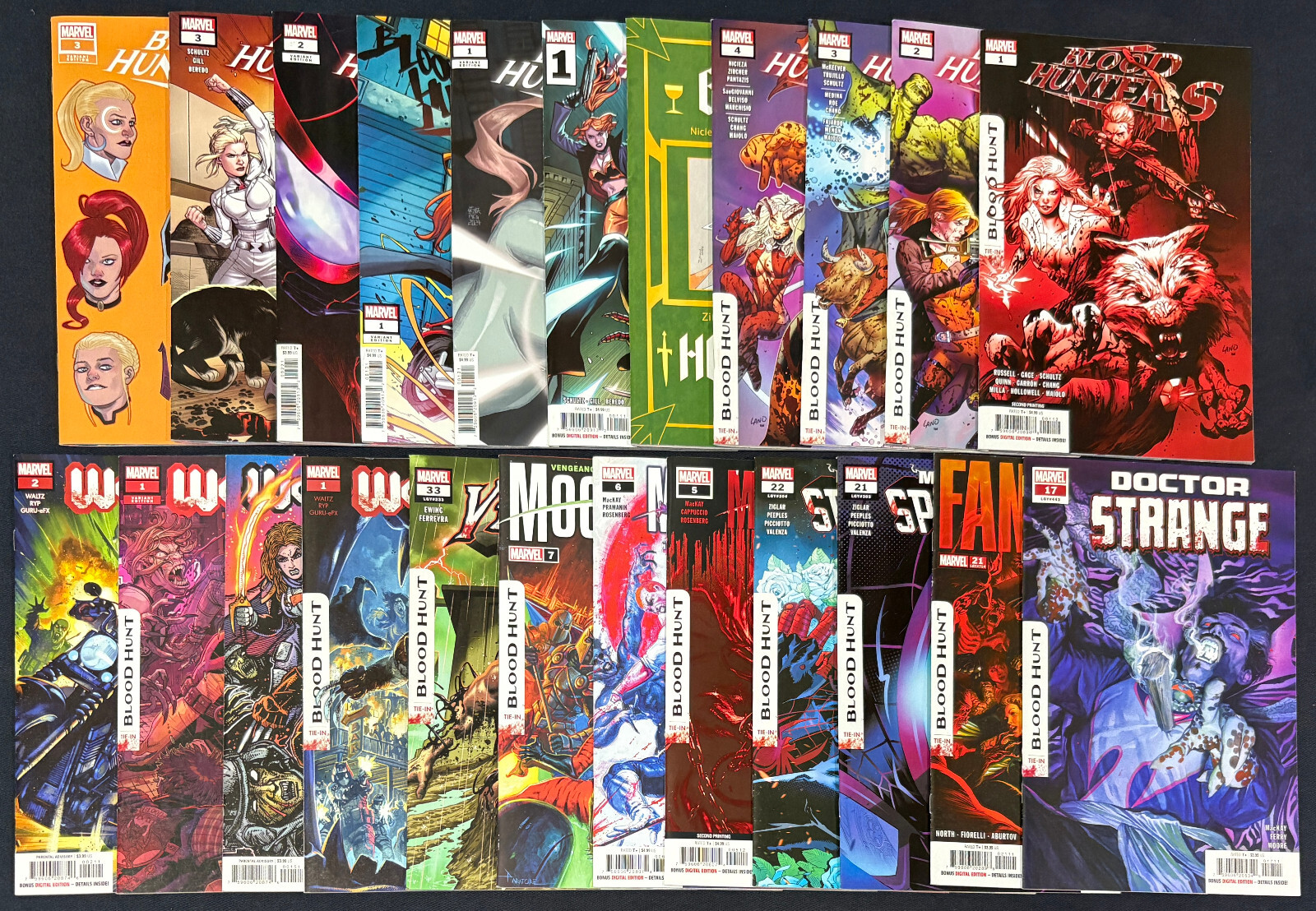 Huge 2024 Marvel Blood Hunt Tie-In Lot of 23 Blood Hunters, Wolverine, & More Huge 2024 Marvel Blood Hunt Tie-In Lot of 23 Blood Hunters, Wolverine, & More