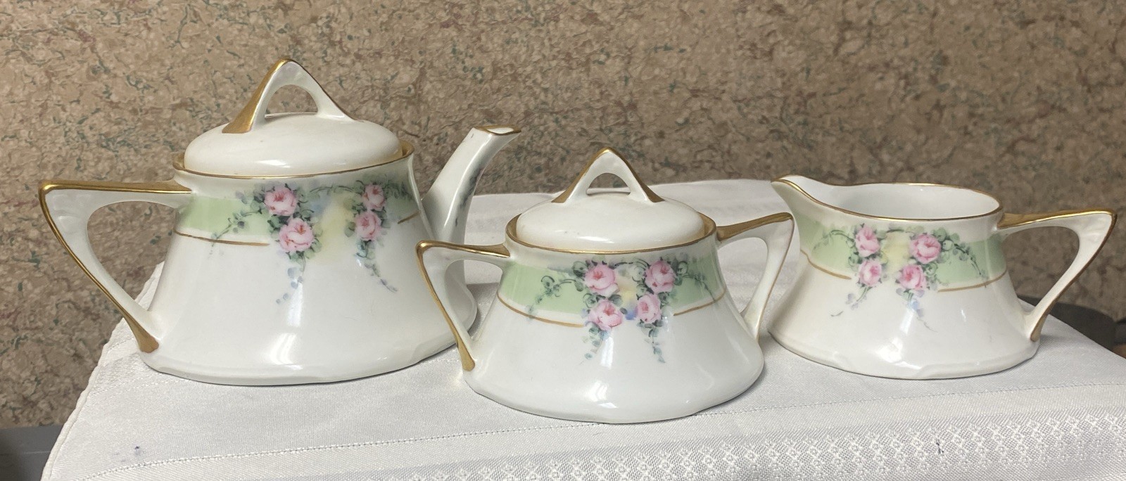 Antique Z.S. & Co. Bavaria Porcelain Cream & Sugar Set with teapot Antique Z.S. & Co. Bavaria Porcelain Cream & Sugar Set with teapot