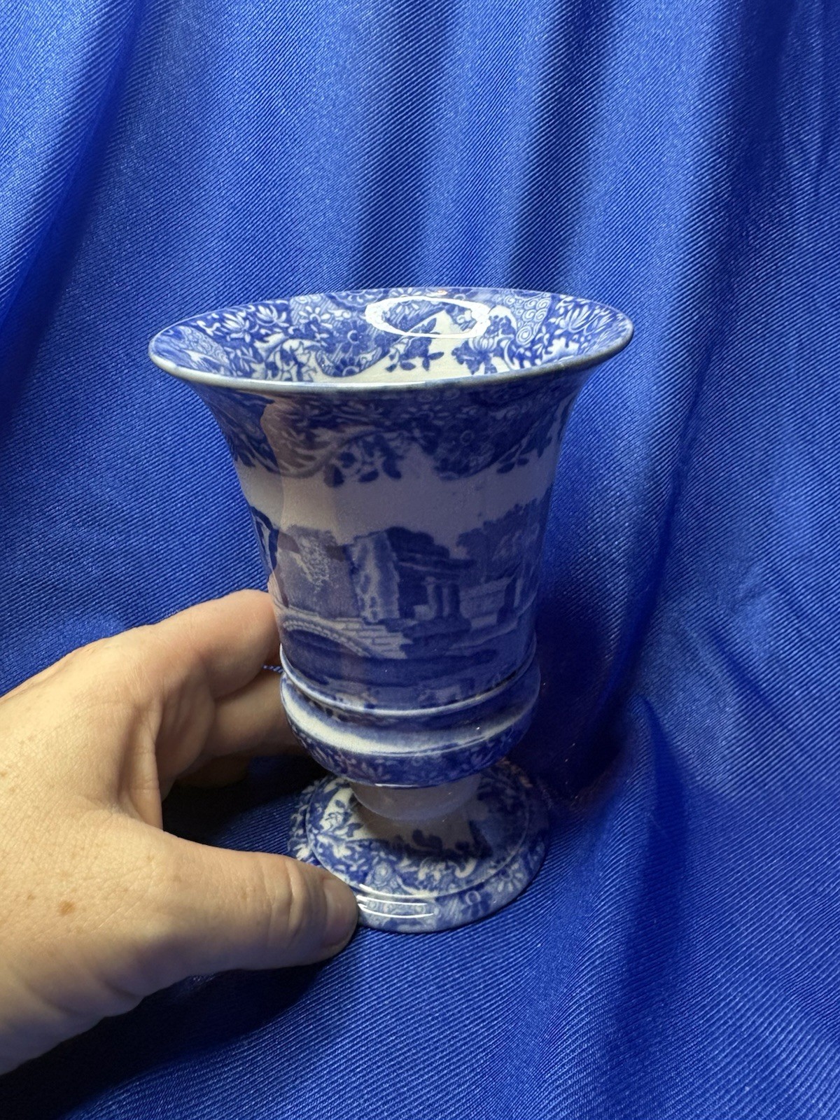 Vintage Copeland Spode Blue Italian Flared Posy Vase Made in England 1920s-50s