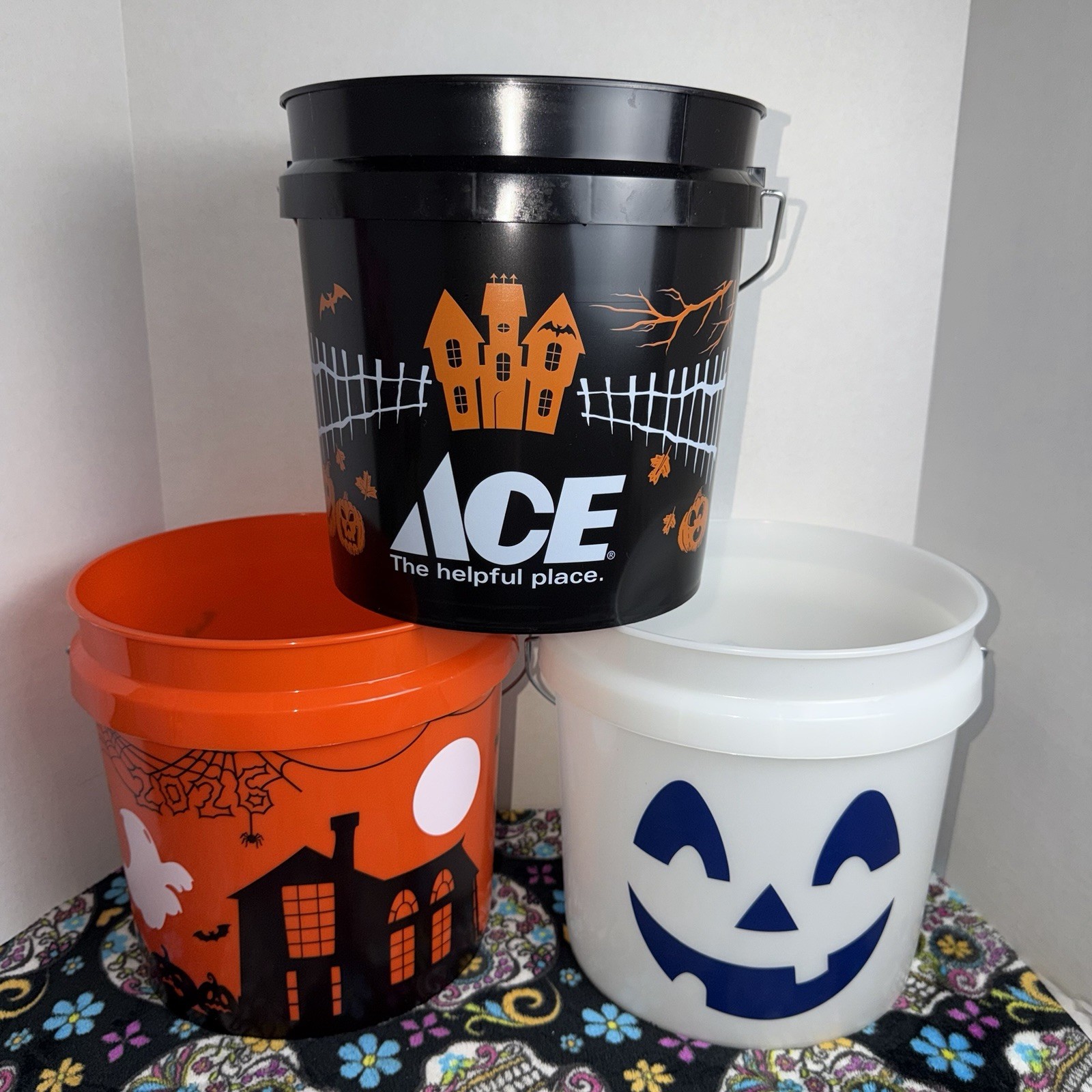 Lowe’s , ACE & Home Depot Halloween 2.5 Gallon Buckets 1 Of Each Candy Bucket Lowe’s , ACE & Home Depot Halloween 2.5 Gallon Buckets 1 Of Each Candy Bucket