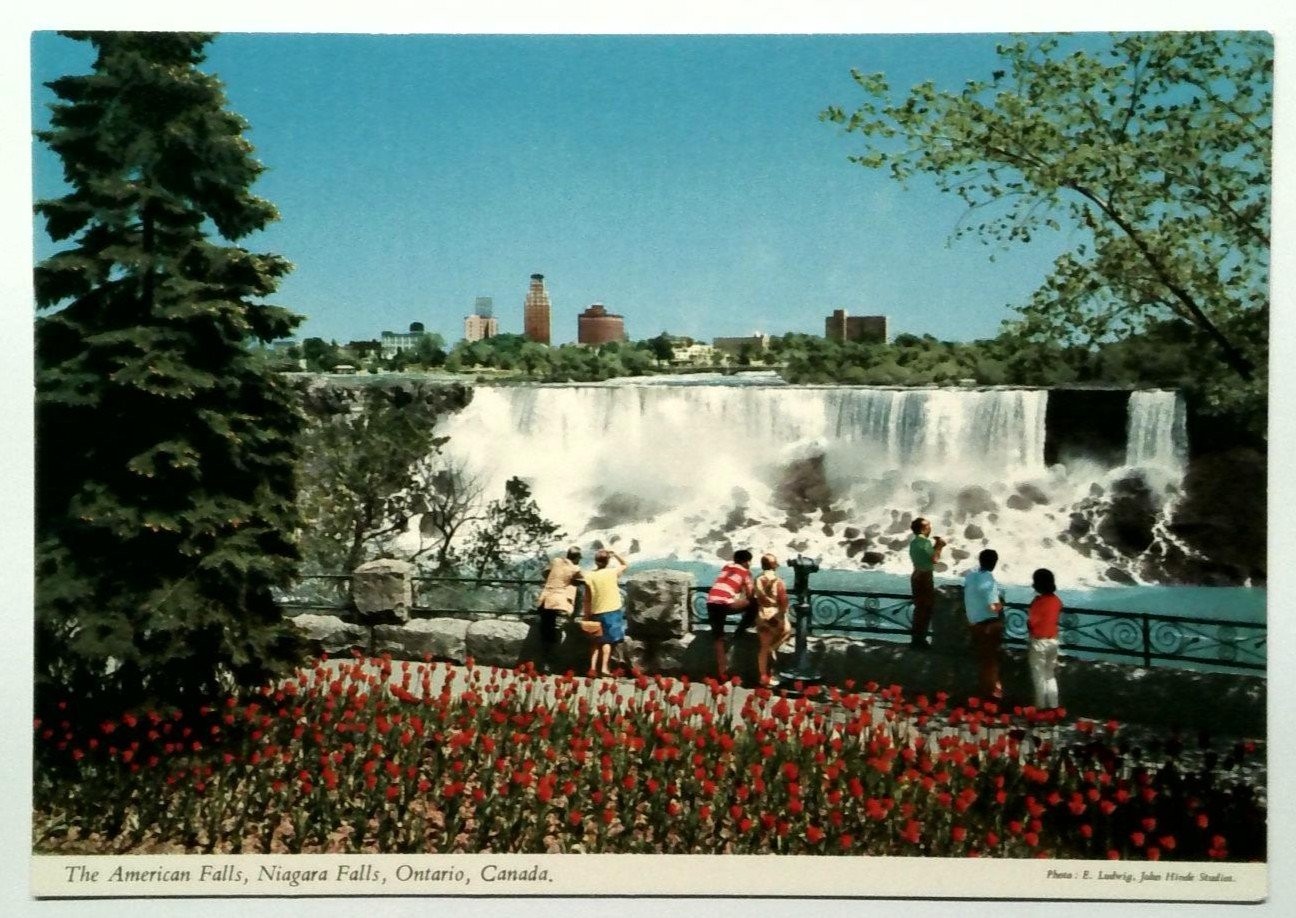 Vintage Niagara Falls American Falls Ontario Canada Photochrome Postcard