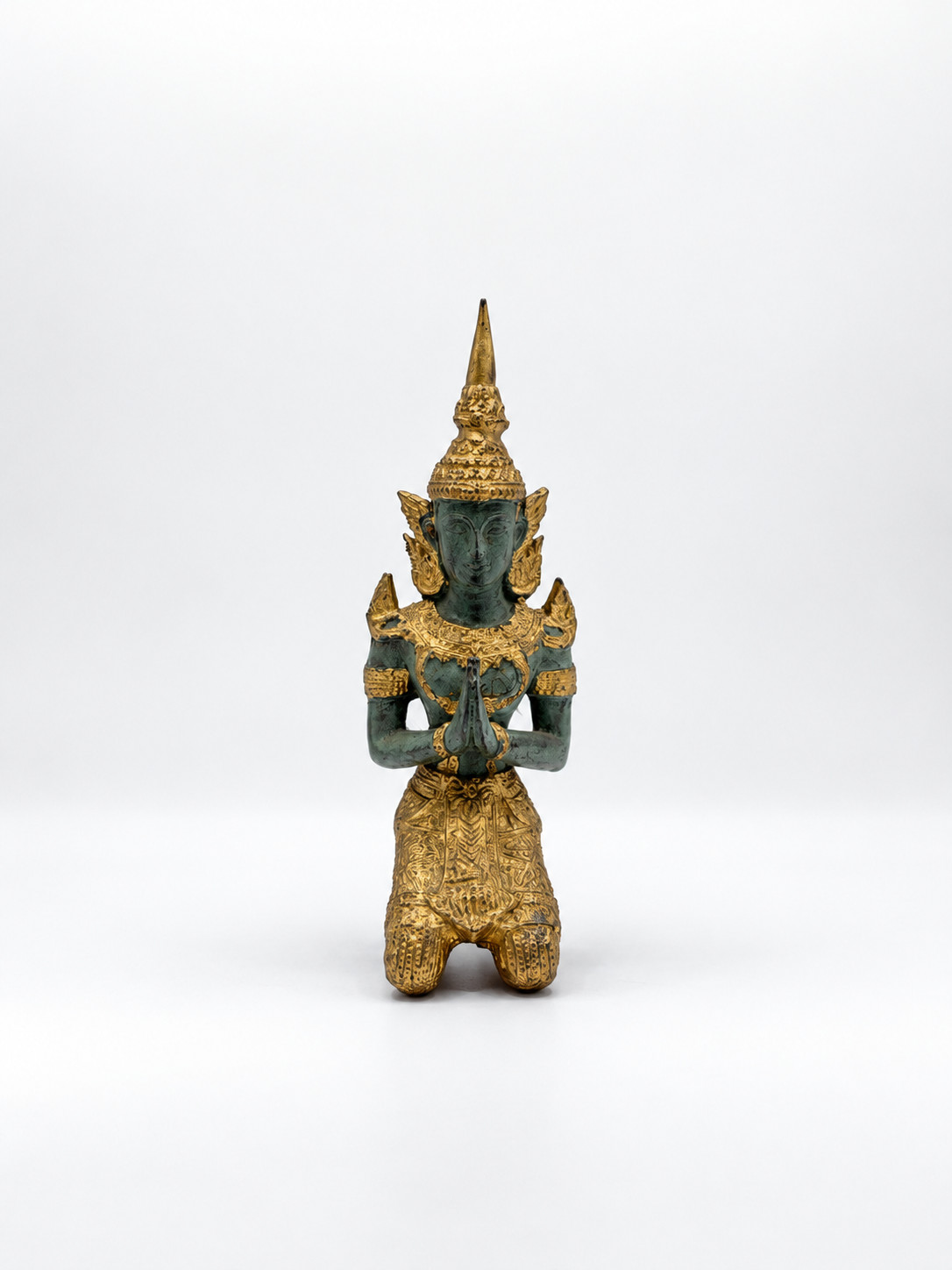 Vintage Thai Thepanom Teppanom Guardian Statue Gilt Metal Buddhist Figure
