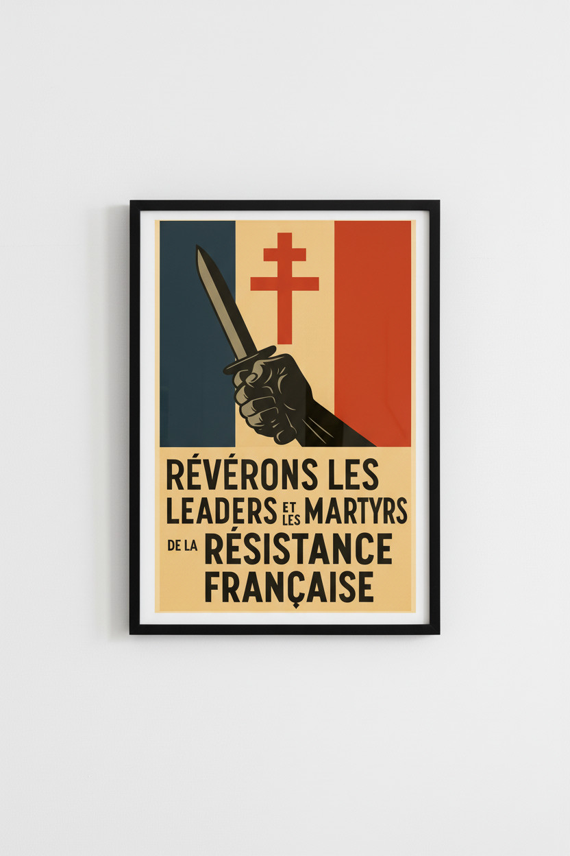 French Resistance WWII Poster - Révérons les Leaders - 24x36 RARE Reprint French Resistance WWII Poster - Révérons les Leaders - 24x36 RARE Reprint