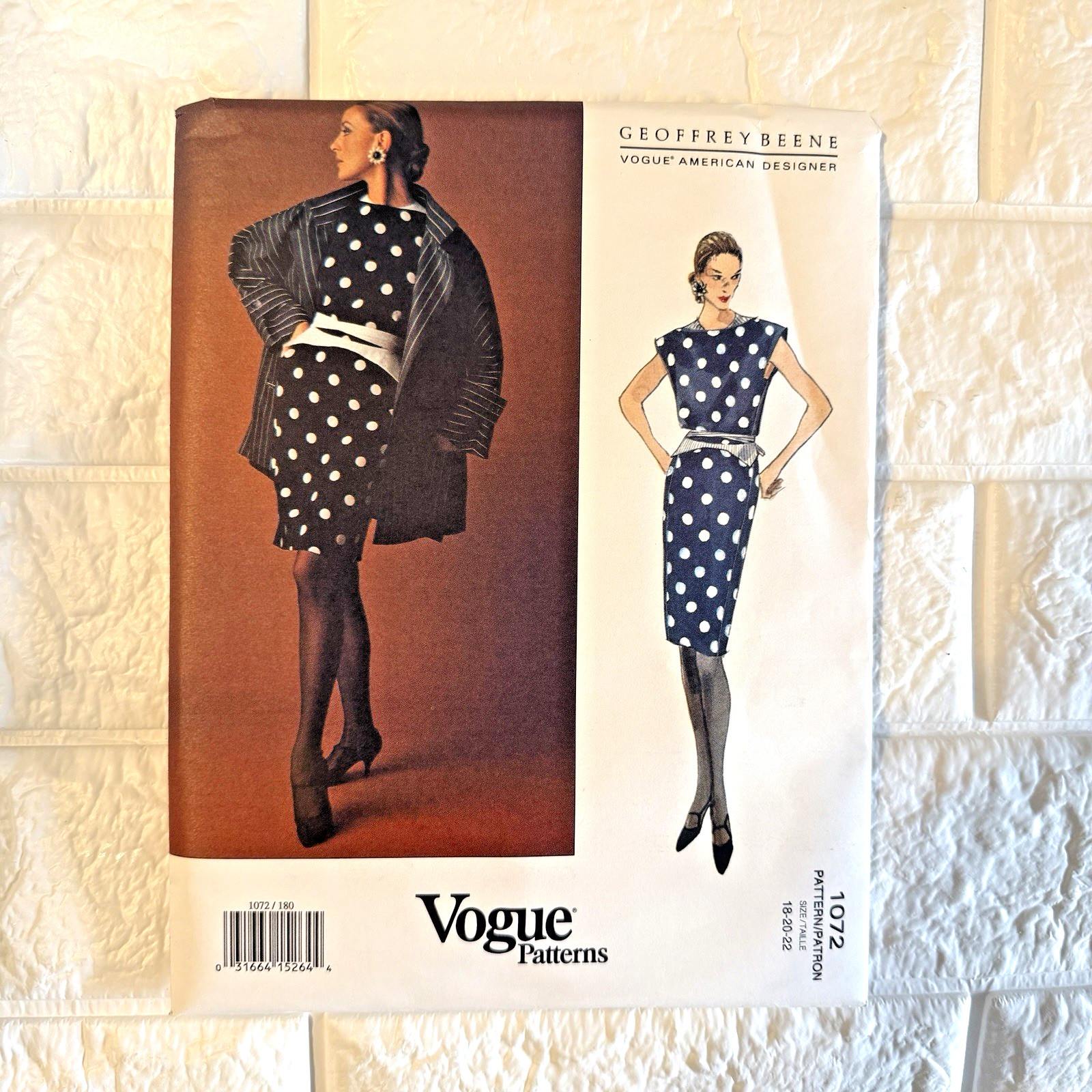 Vtg NEW Vogue 1072 Pattern 18 20 22 Geoffrey Beene Minimalist Chic Coat Dress