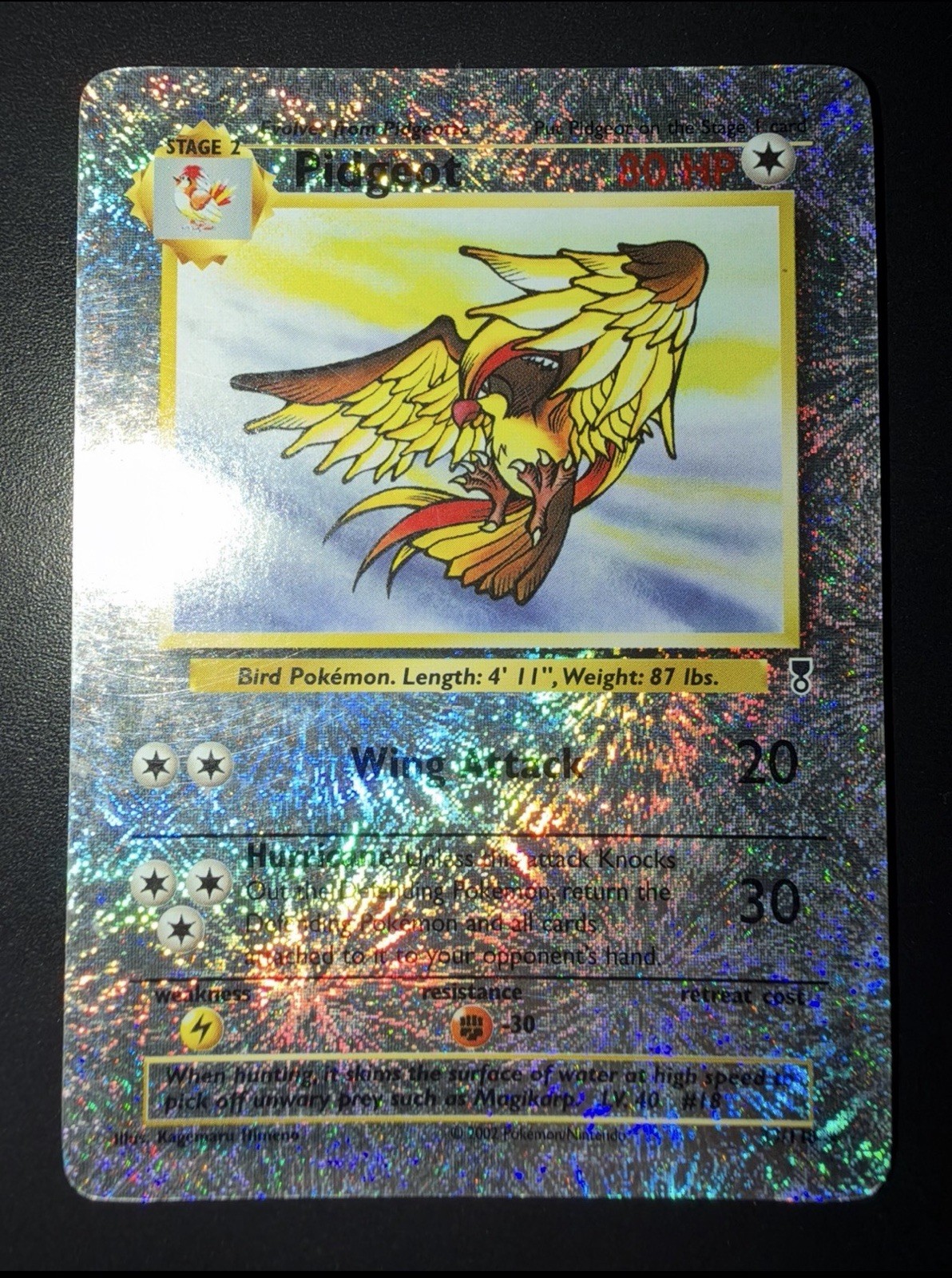 2002 Pokemon Pidgeot 33/110 Legendary Collection Reverse Holo Fireworks PLAYED