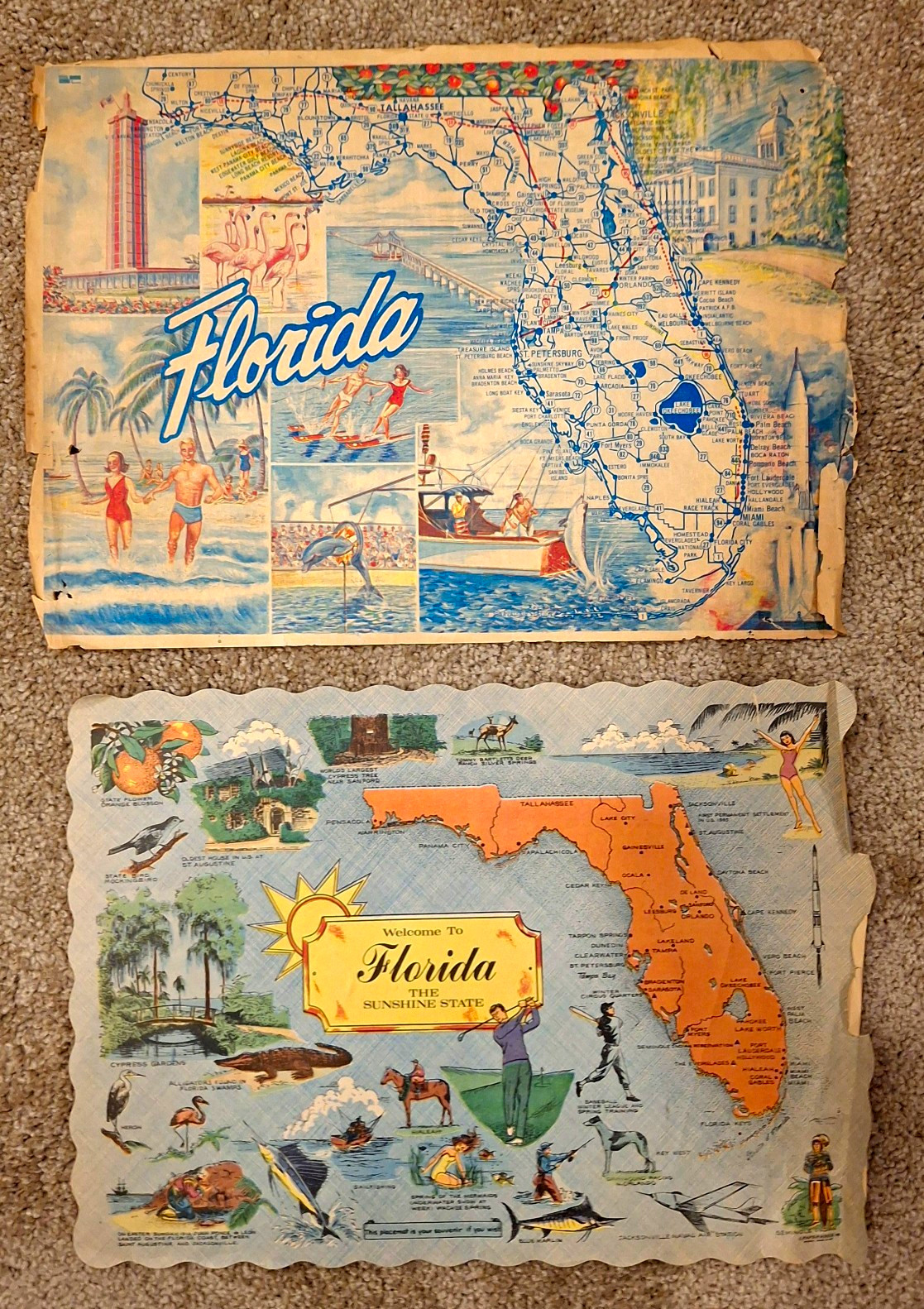 Vintage 70 s Florida Souvenir Map Florida Souvenir Maps resturant place mat Vintage 70 s Florida Souvenir Map Florida Souvenir Maps resturant place mat