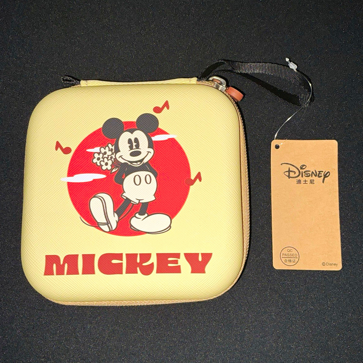 NWT Disney Mickey Mouse Small Square Pouch Case Light Yellow 4.5x4.5