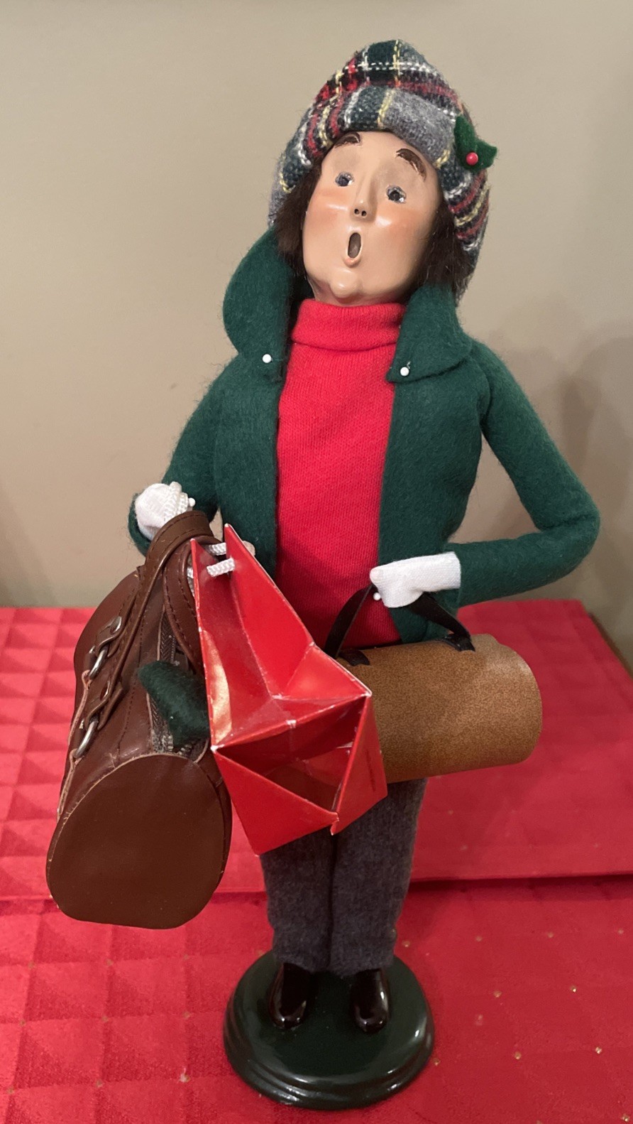 1999 Byers Choice The Carolers The Traveler Luggage & Bag Signed 13”