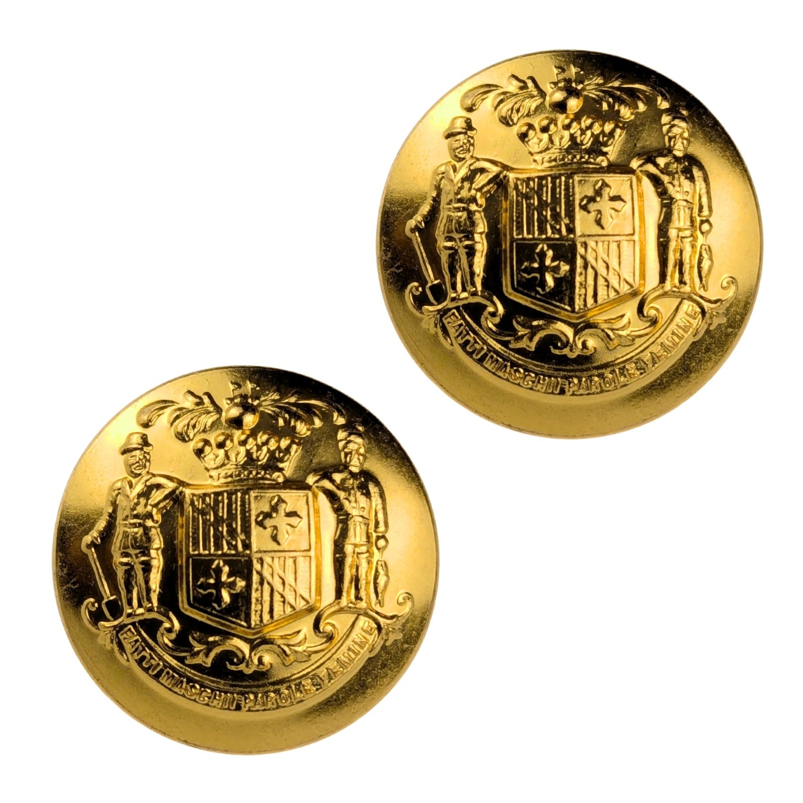 Maryland State Seal Button Pair (2x) - 36 Ligne - Gold Finish - Swedge Backing Maryland State Seal Button Pair (2x) - 36 Ligne - Gold Finish - Swedge Backing