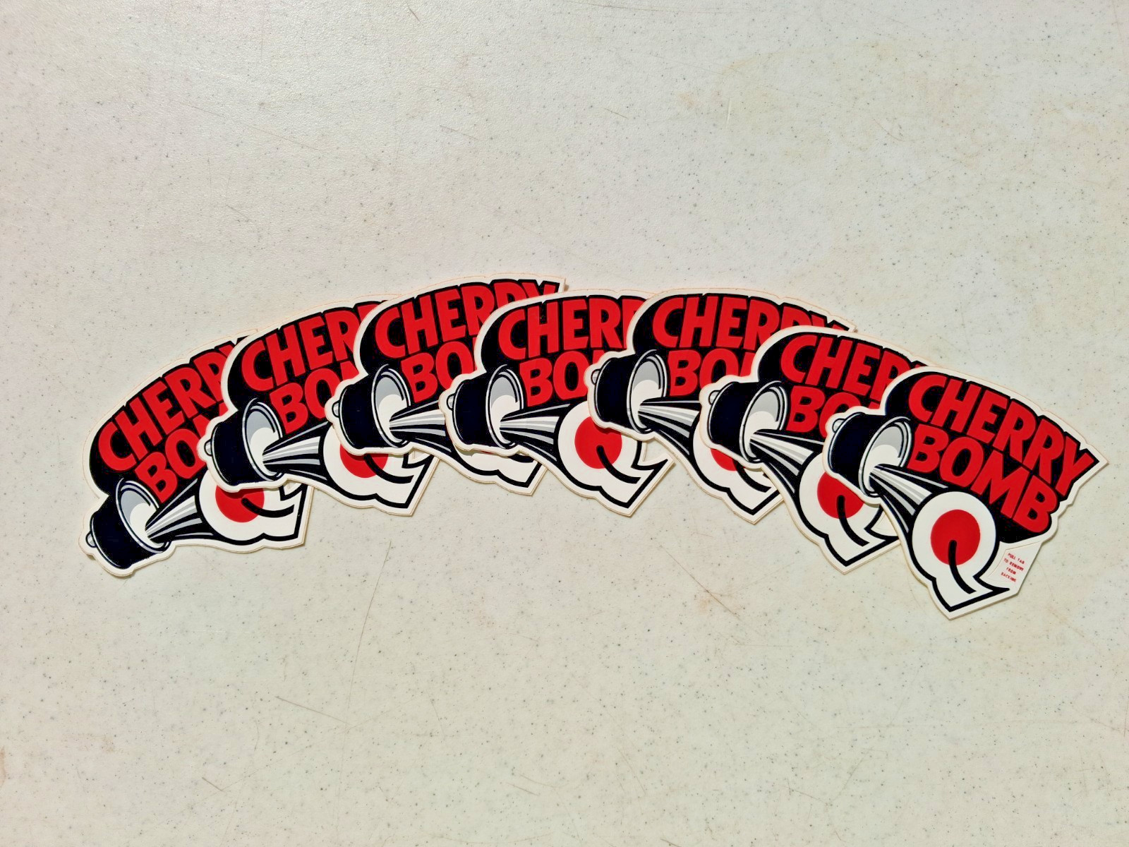 (7) Vintage (NOS) 1976, Cherry Bomb, Peel n' Stick Stickers -Original Backing (7) Vintage (NOS) 1976, Cherry Bomb, Peel n' Stick Stickers -Original Backing