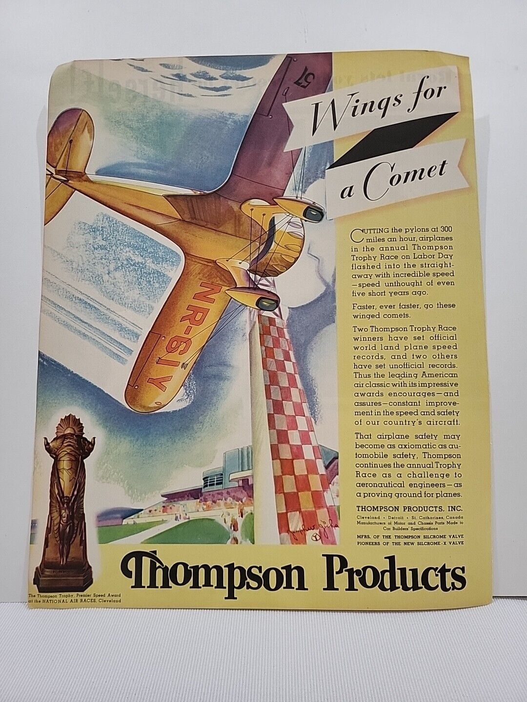 1935 Thompson Products Airplanes Fortune Magazine Print Ad \