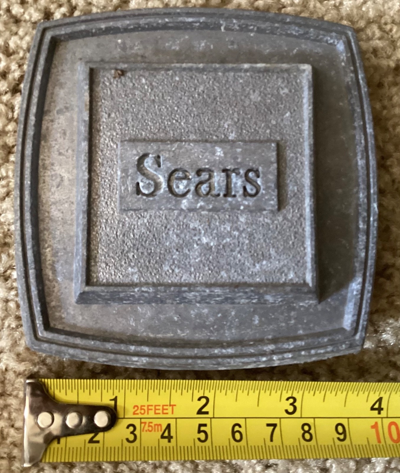 Vintage Sears Square Metal Cyclone Fence Emblem Logo Plate Old Advertising Sign Vintage Sears Square Metal Cyclone Fence Emblem Logo Plate Old Advertising Sign