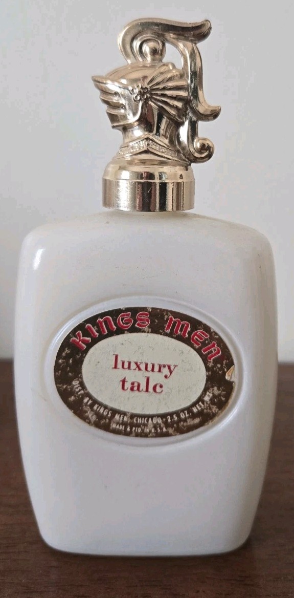 Vintage Kings Men Luxury Talc Powder Painted Glass Bottle 2.5 oz. 99% Full Vintage Kings Men Luxury Talc Powder Painted Glass Bottle 2.5 oz. 99% Full