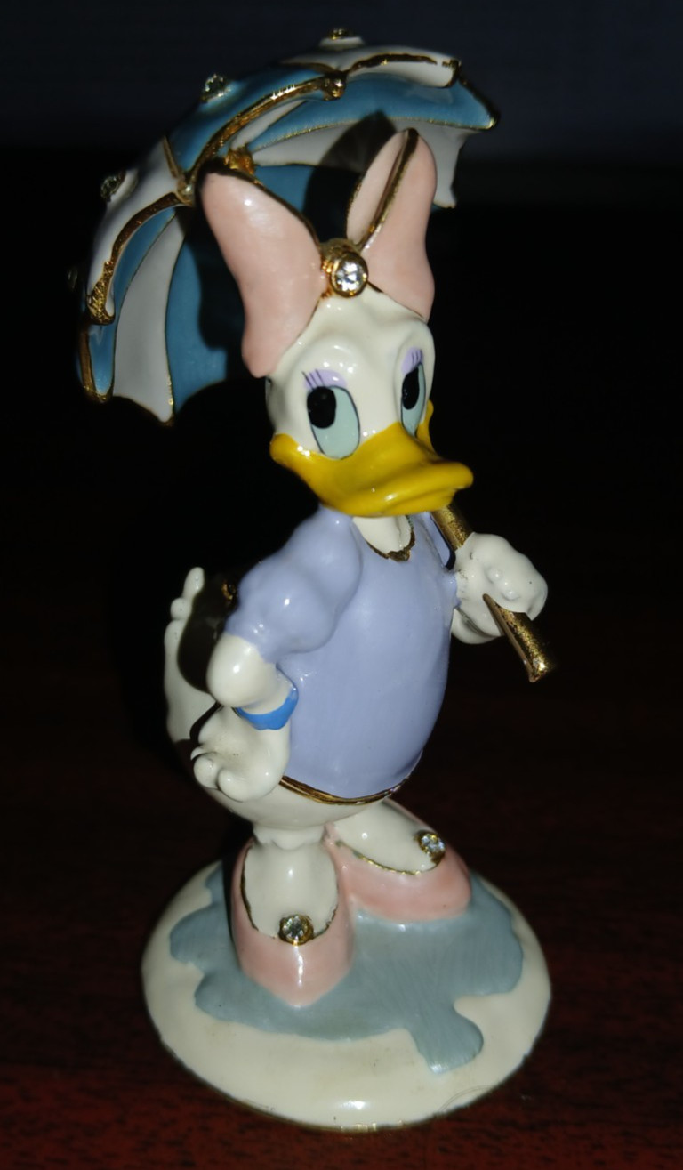 Retired Disney Daisy Duck w/ Umbrella Bejeweled Trinket Box Department 56 Dept56