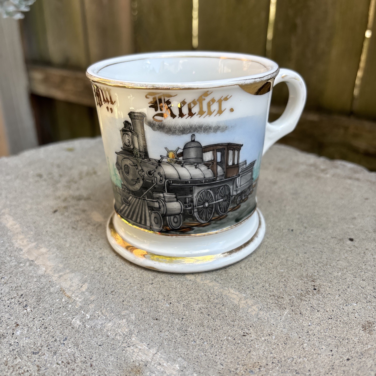 Antique T&V Limoges France Occupational Shaving Mug Railroad Train Locomotive Antique T&V Limoges France Occupational Shaving Mug Railroad Train Locomotive