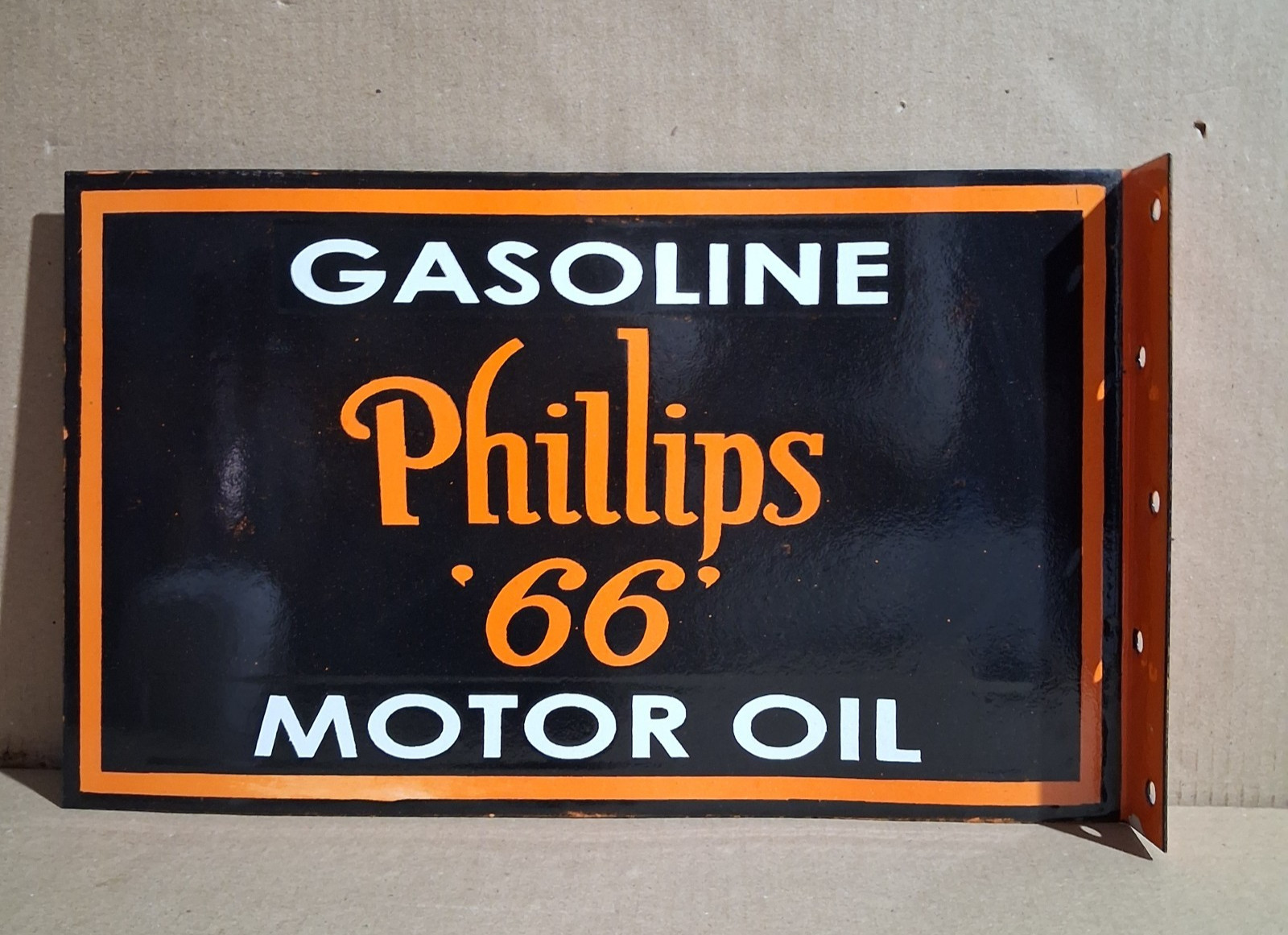 Phillips 66 Gasoline Motor Oil Porcelain Enamel Sign  18 x 10 Inches 2 Sided