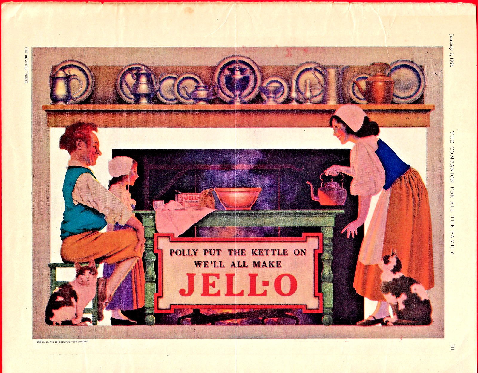 MAXFIELD PARRISH AD for JELL-O ~ 1924 ~ 11 x 14