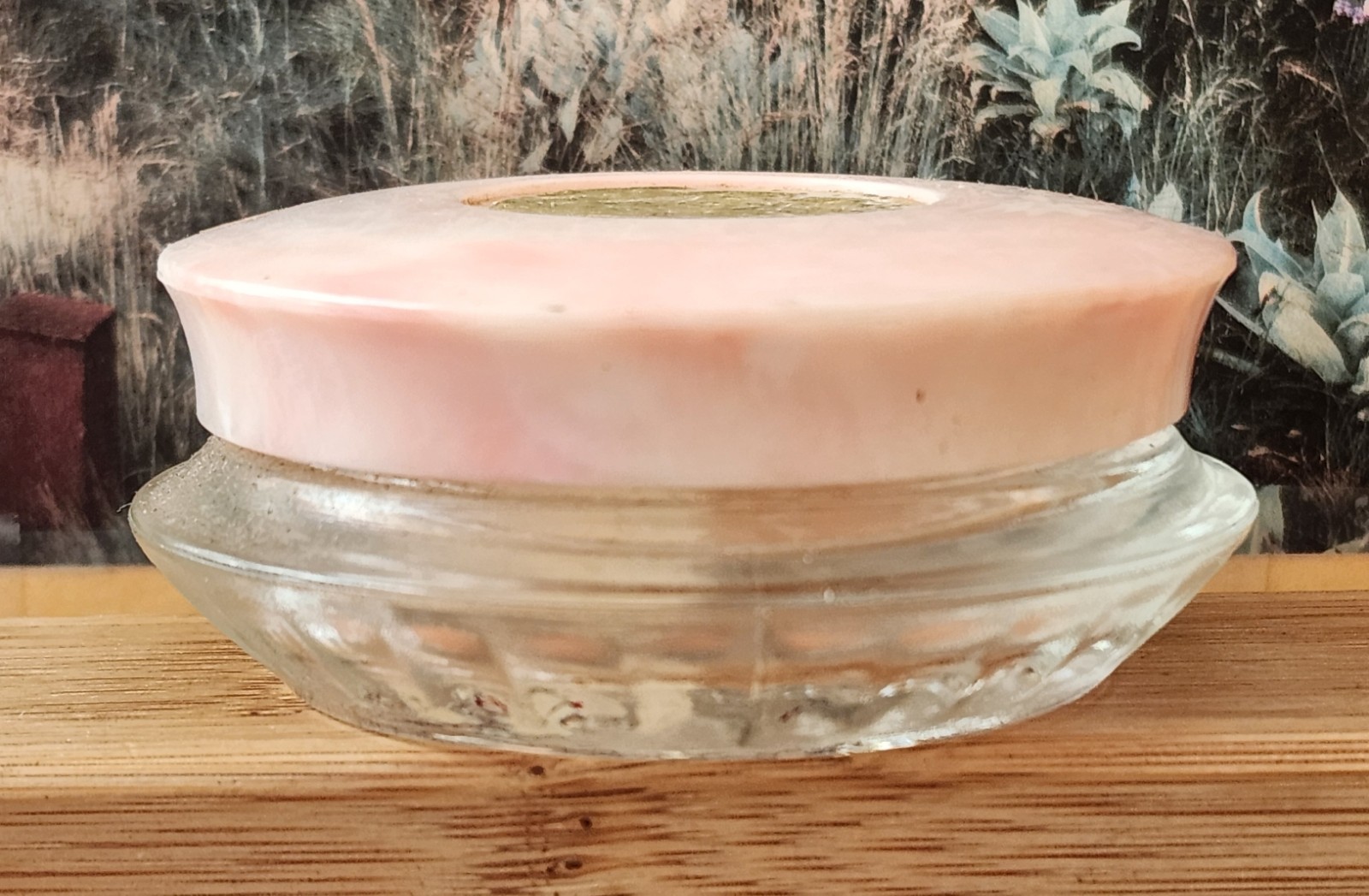 Vintage Avon French Frosting Mona Lisa Blush 1 oz EMPTY Glass Makeup Jar