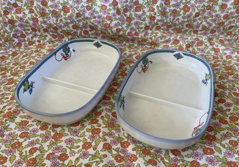 Vintage British Airways Noritake Divided Airline Catering Dishes Pair Vintage British Airways Noritake Divided Airline Catering Dishes Pair