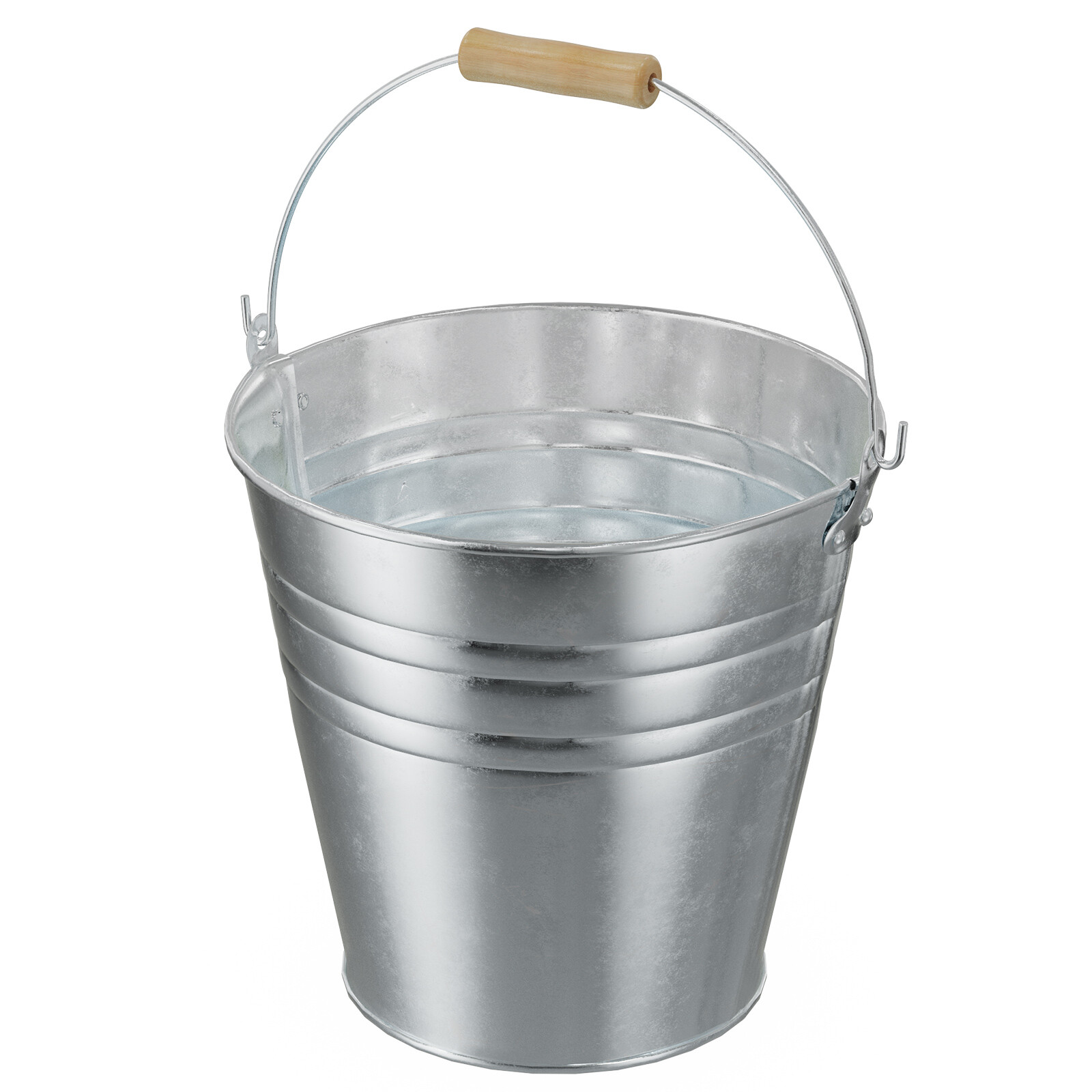 12in Large Galvanized Metal Bucket Rustproof Ice Pail with Wood Handle For Party