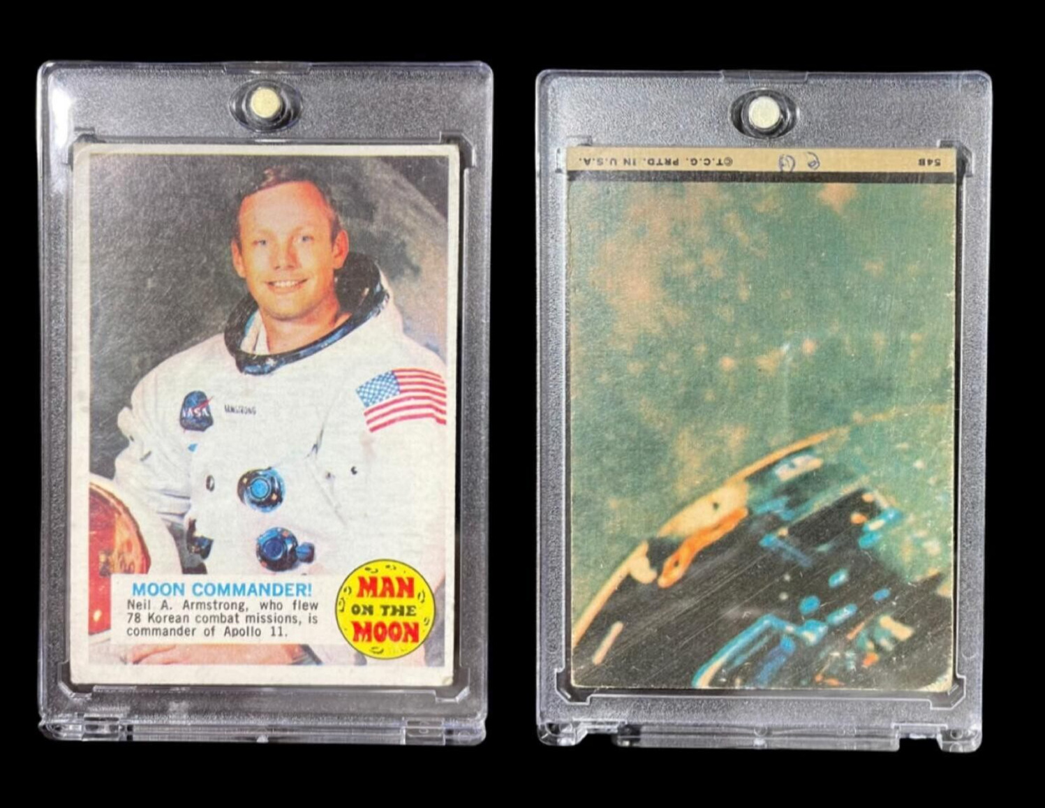 Original-1969 Topps Man On The Moon Neil Armstrong  #54B Moon Commander -Rare
