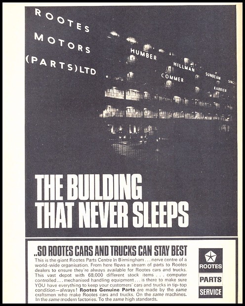 1967 1966 Rootes Building Parts UK Vintage Advertisement Print Art Car Ad D124 1967 1966 Rootes Building Parts UK Vintage Advertisement Print Art Car Ad D124