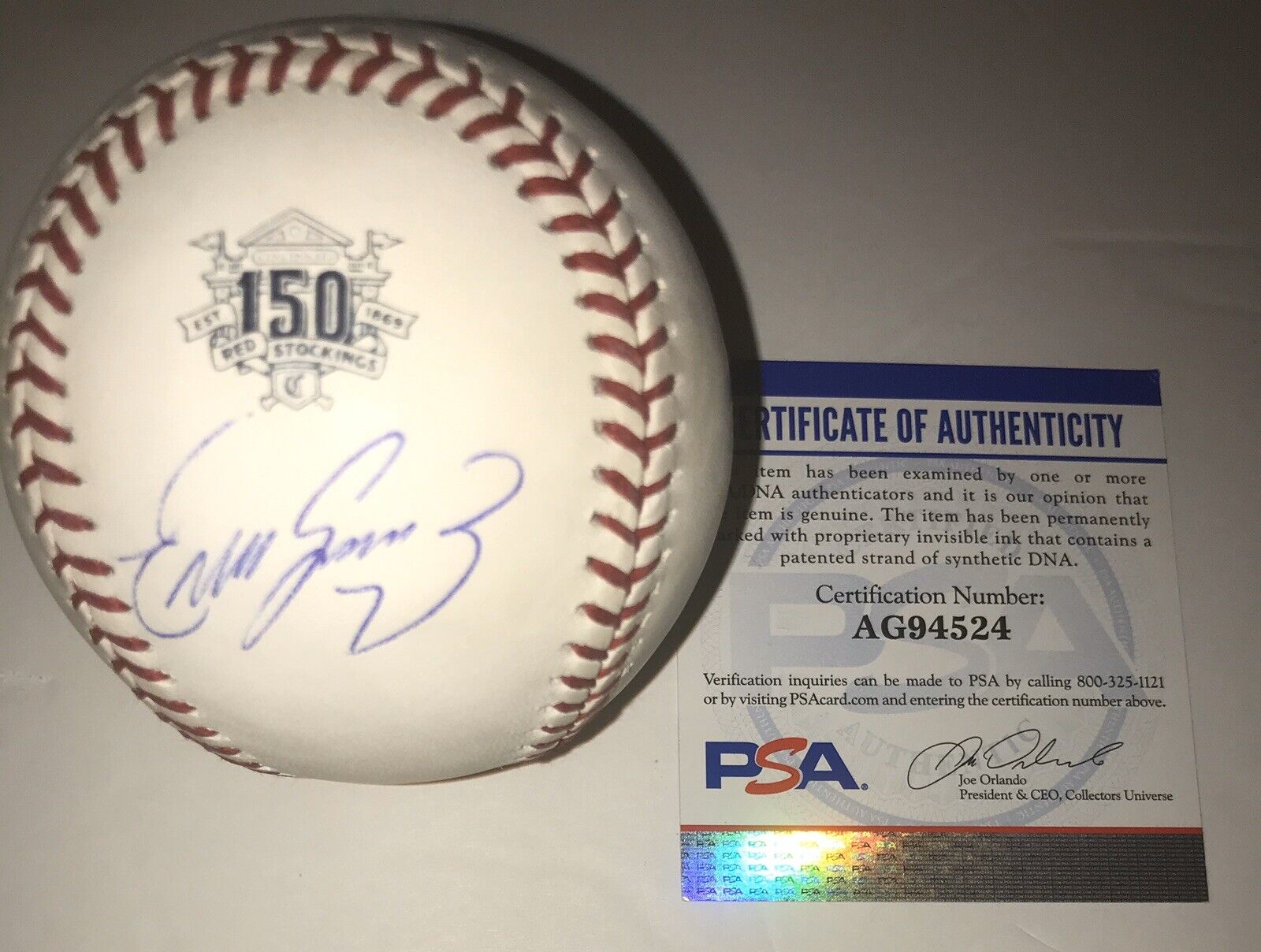 EUGENIO SUAREZ SIGNED AUTOGRAPH REDS 150TH ANNIVERSARY MLB BASEBALL PSA/DNA COA
