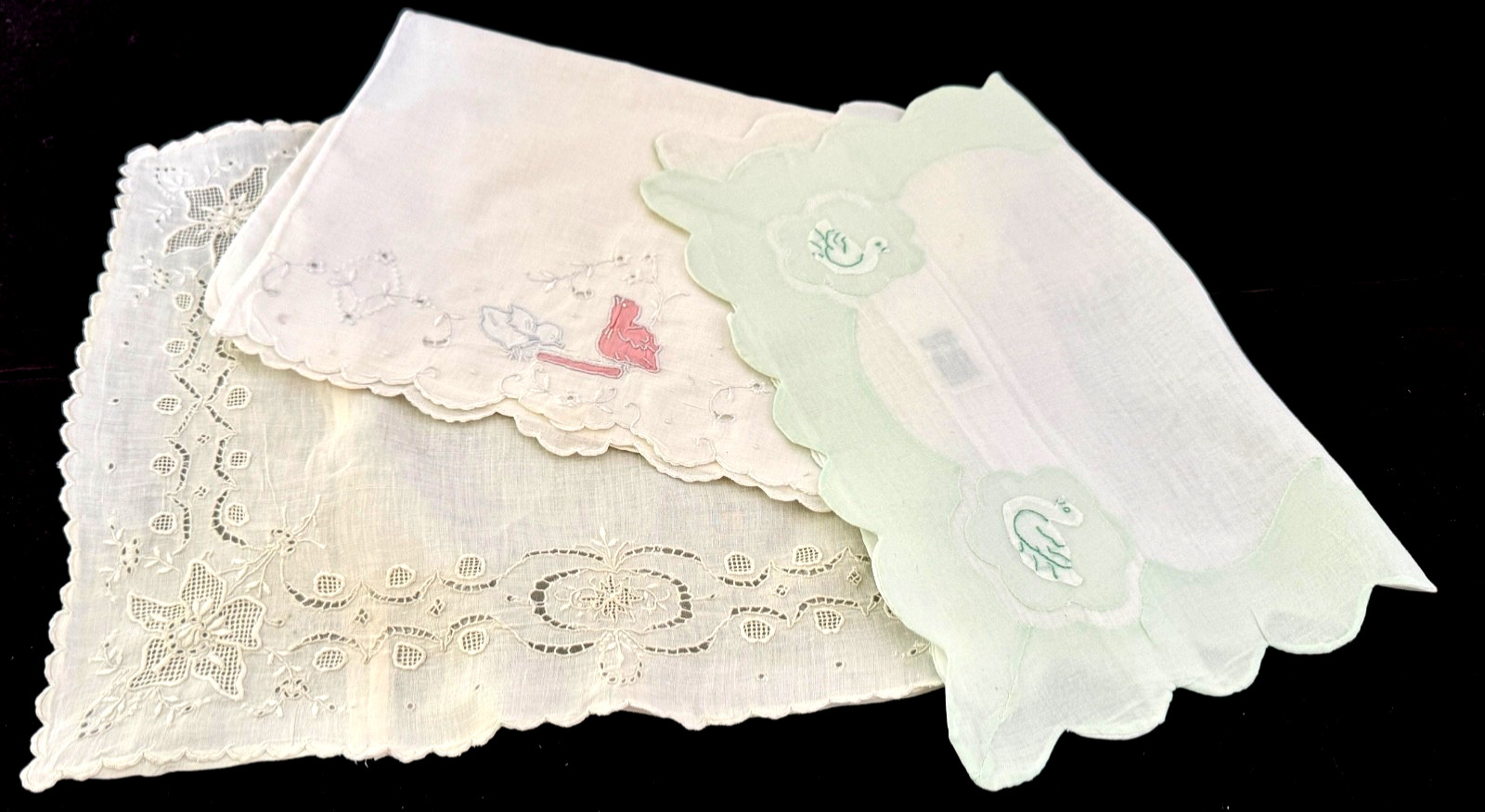 3 Vintage Antique Handmade Boudoir Pillow Cases B505 3 Vintage Antique Handmade Boudoir Pillow Cases B505