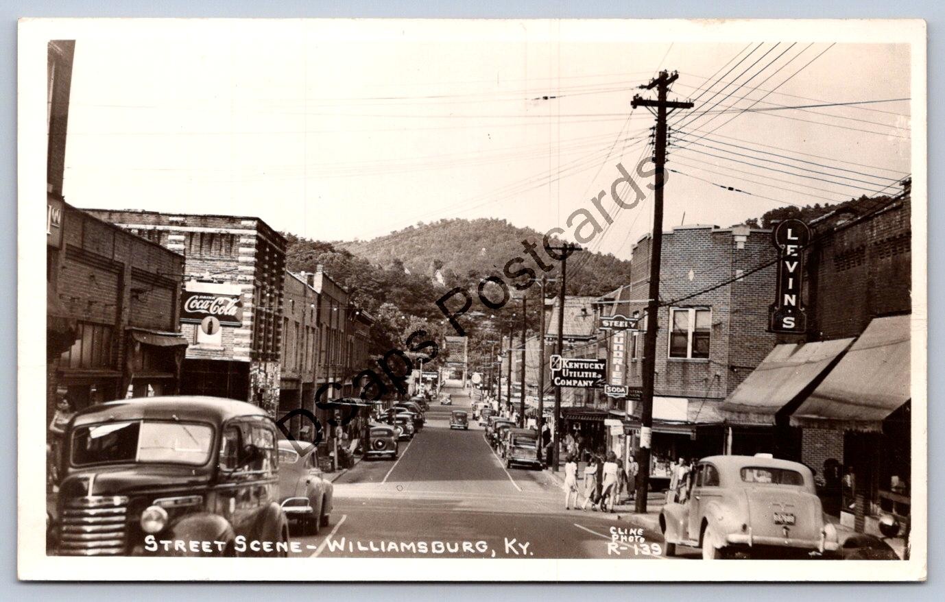 K69/ Williamsburg Kentucky RPPC Postcard c1940-50s Cline Main St Stores 406 K69/ Williamsburg Kentucky RPPC Postcard c1940-50s Cline Main St Stores 406