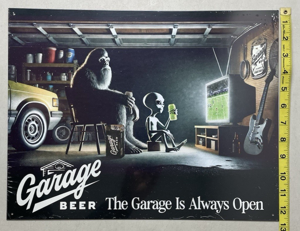 Garage Beer Bigfoot Tin Bar Sign Bigfoot The Garage is Always Open 16 X 12.5 Garage Beer Bigfoot Tin Bar Sign Bigfoot The Garage is Always Open 16 X 12.5