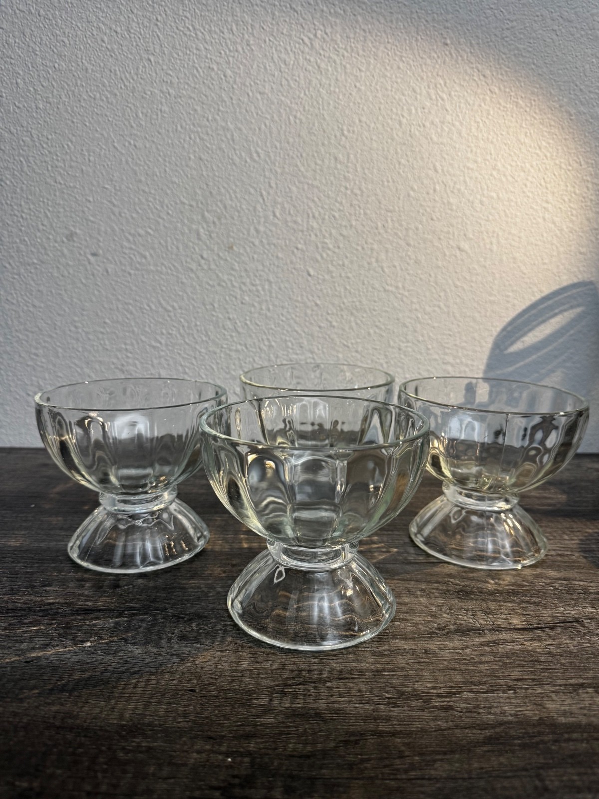 Vintage Clear Pressed Glass Footed Dessert Bowls Sherbet Cups Set of 4 Vintage Clear Pressed Glass Footed Dessert Bowls Sherbet Cups Set of 4