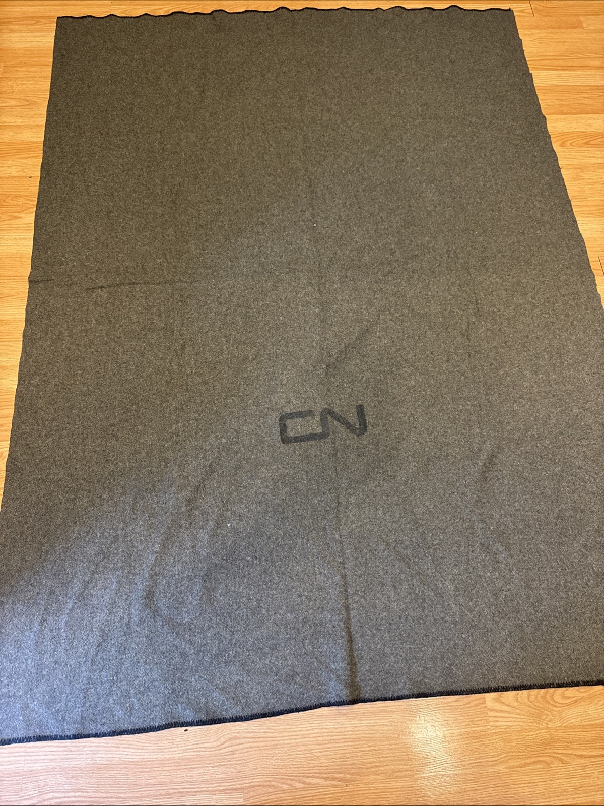 Vintage CN Canandian National Railway Wool Blanket Gray Black 58X80 In Vintage CN Canandian National Railway Wool Blanket Gray Black 58X80 In