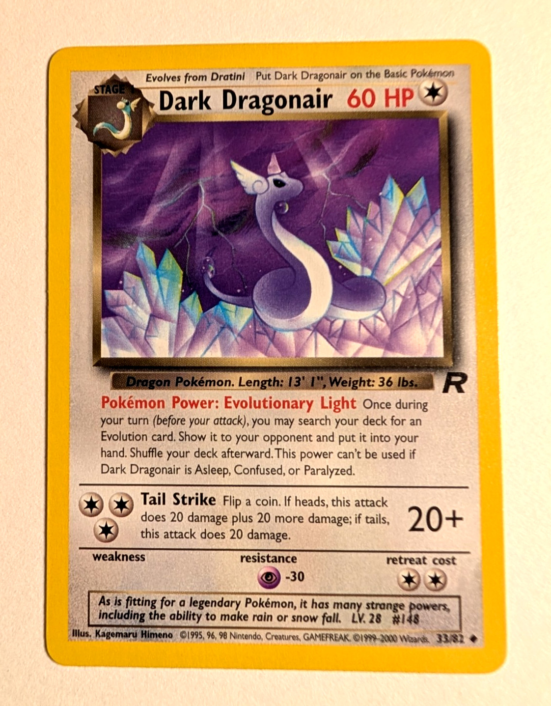 Pokémon Dark Dragonair 33/82 Team Rocket 2000 Vintage WOTC Uncommon LP-NM Pokémon Dark Dragonair 33/82 Team Rocket 2000 Vintage WOTC Uncommon LP-NM