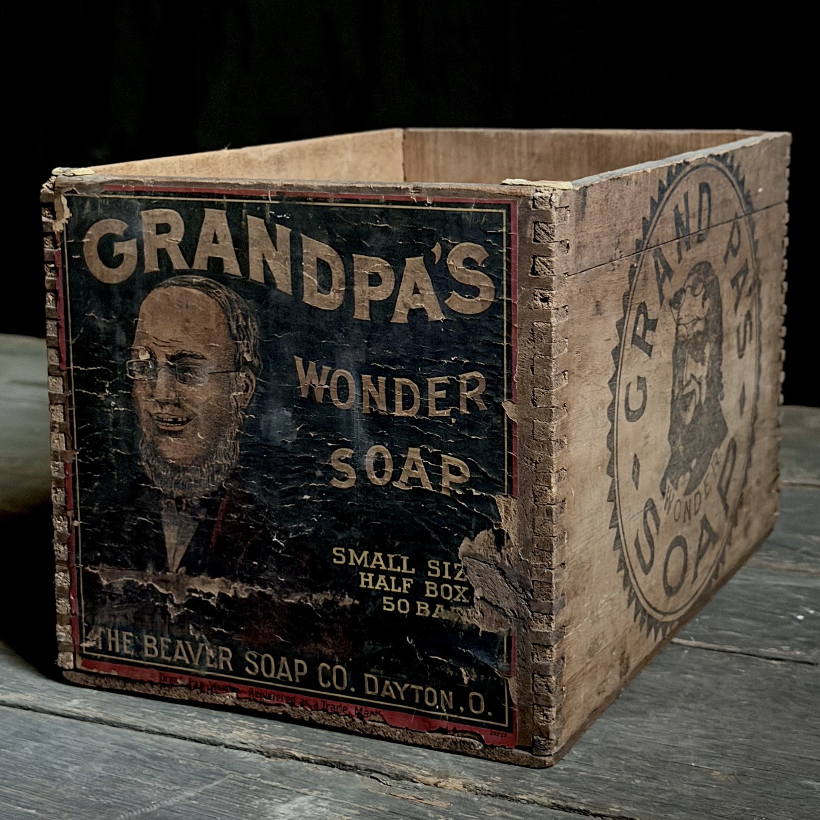 Antique Grandpa’s Wonder Soap Wooden Box Beaver Soap Co. Dayton OH, Advertising Antique Grandpa’s Wonder Soap Wooden Box Beaver Soap Co. Dayton OH, Advertising